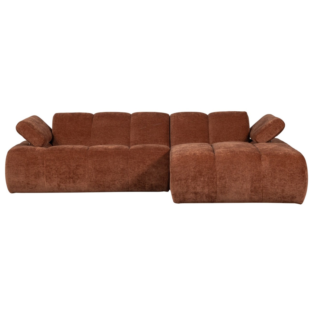 Chaiselongue Mojo aus Flachcord Rechts, Rostbraun