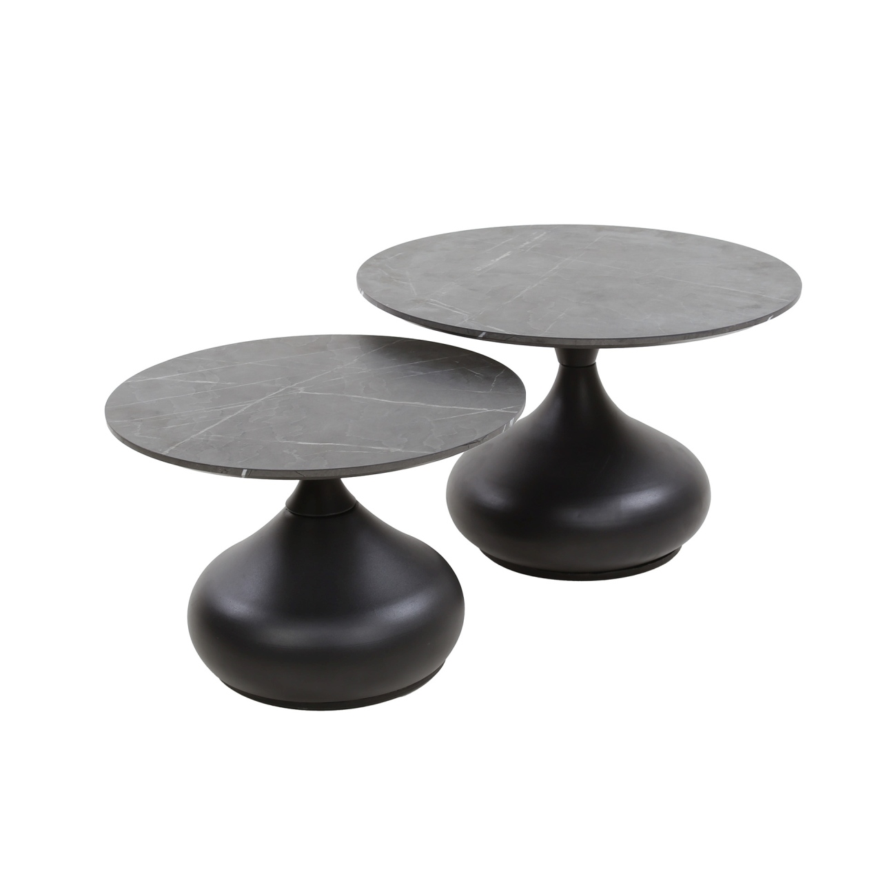 2er-Set Couchtisch Melamik in Keramik-Optik, Ø 50 / 60 cm 2er-Set Couchtisch Melamik in Keramik-Optik, Ø 50 / 60 cm