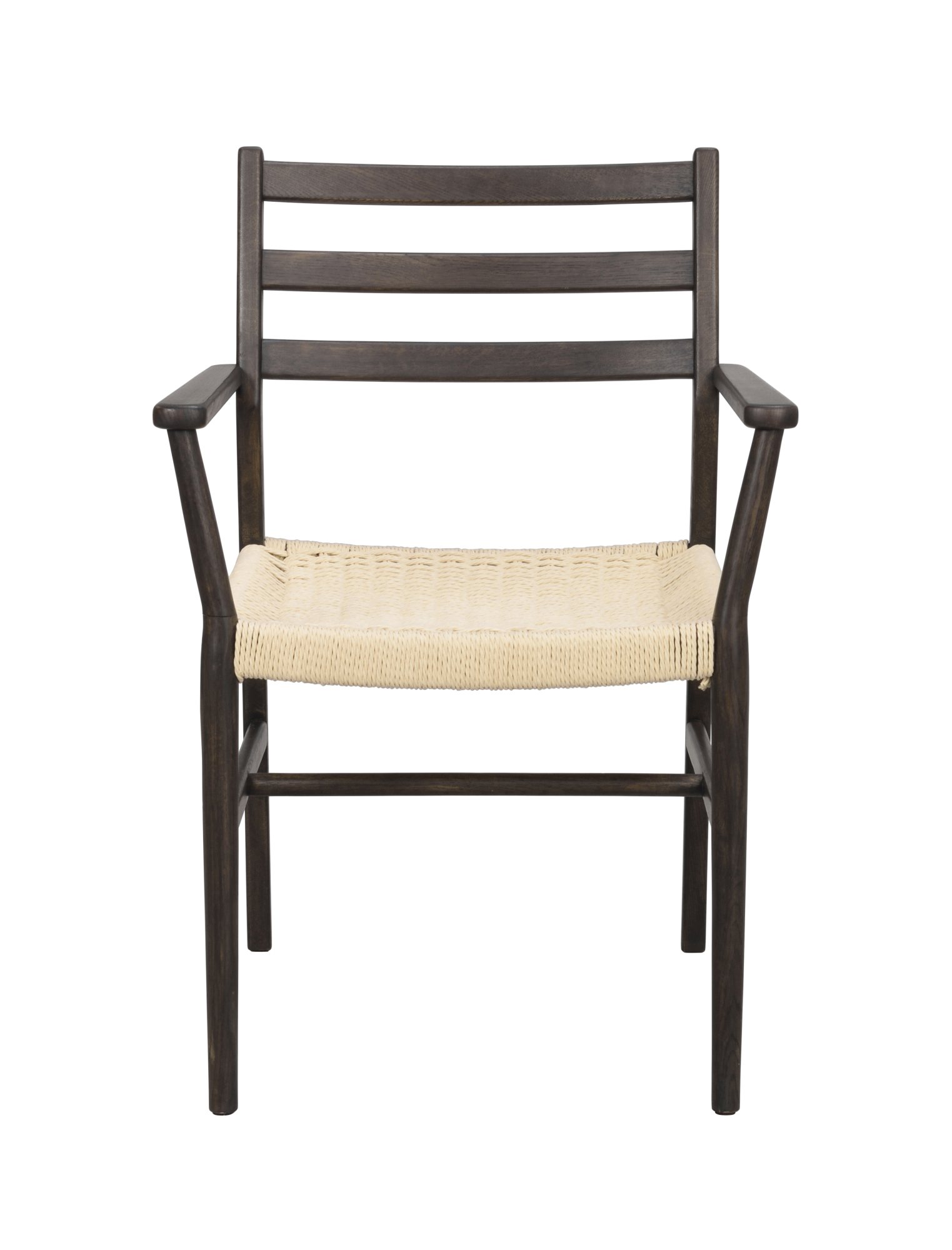 Hochwertiger Stuhl Harlan mit Armlehne, Eiche Braun / Hellbeige für jede Einrichtung.