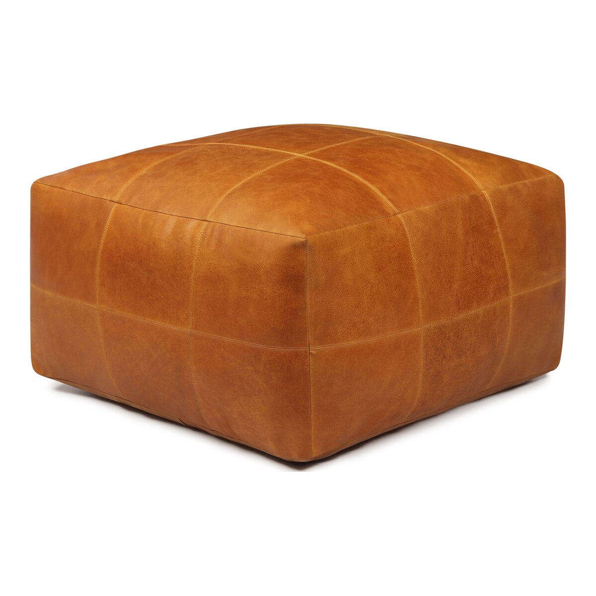 Pouf Anneta aus Leder 75x75 cm, Cognac