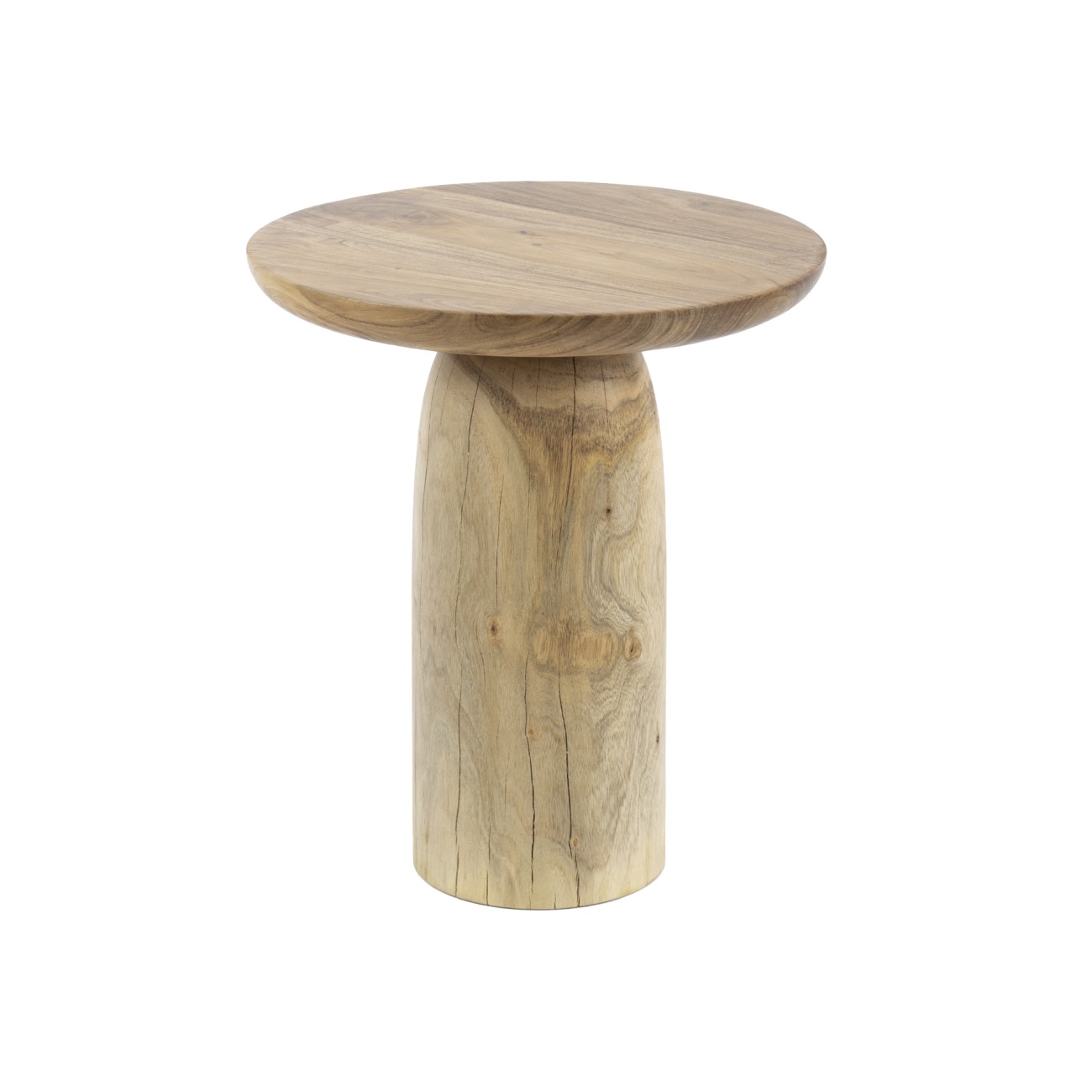 Beistelltisch Zylindi - Akazienholz massiv Natur, Ø 39,5 cm