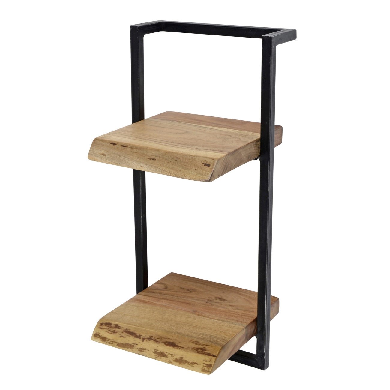 Wandregal Bord - Akazie massiv Natur, mit Metallrahmen, 2 Ablagen Wandregal Bord - Akazie massiv Natur, mit Metallrahmen, 2 Ablagen