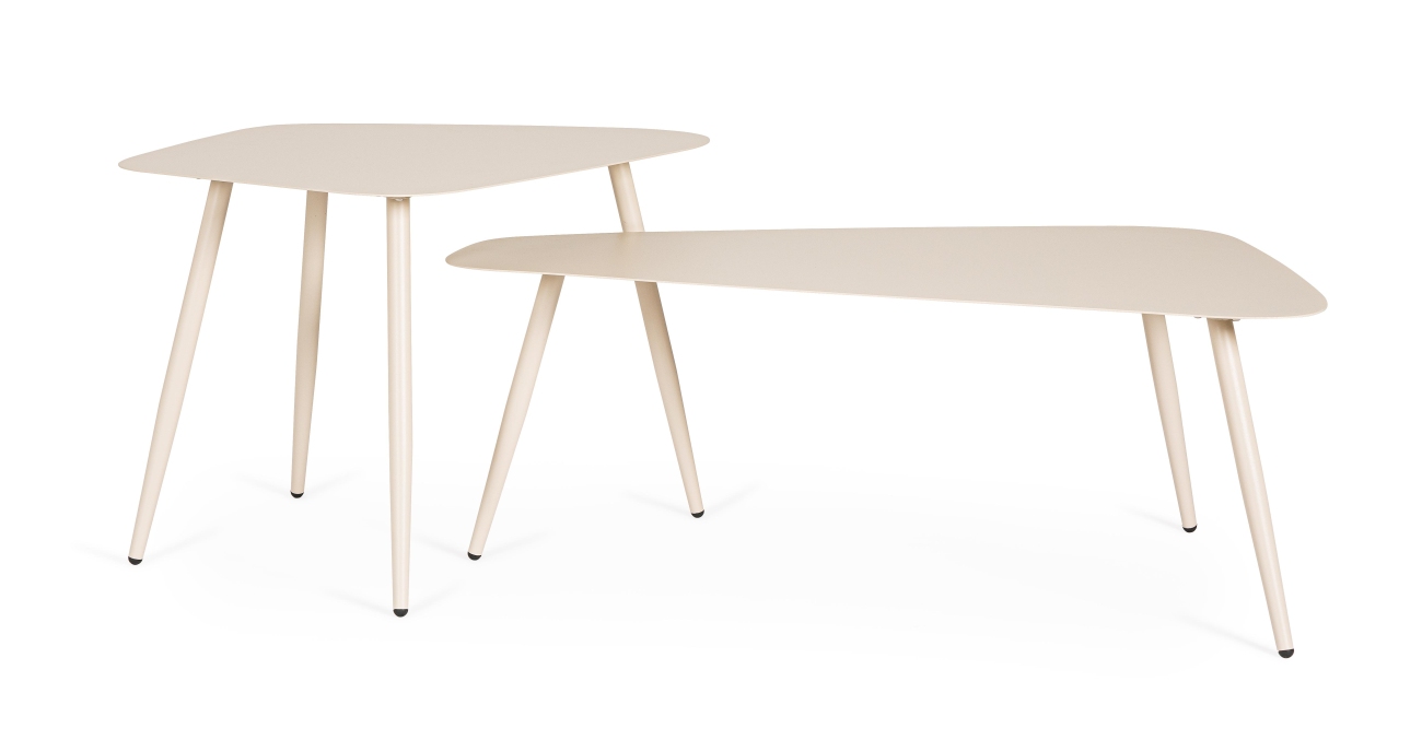 Gartencouchtisch Yvonne 2er-Set aus Metall, Champagner