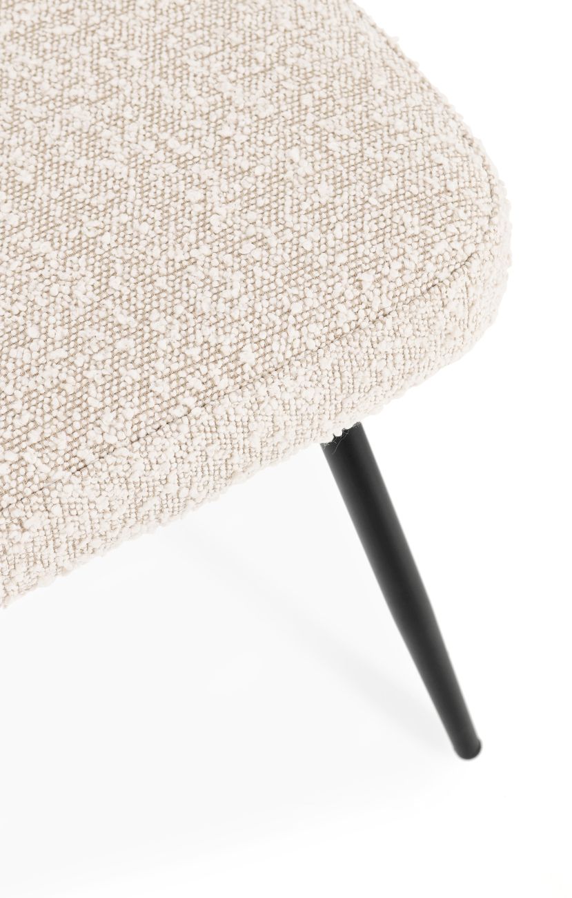 Esszimmerstuhl Amaia 4er-Set aus Boucle, Elfenbein