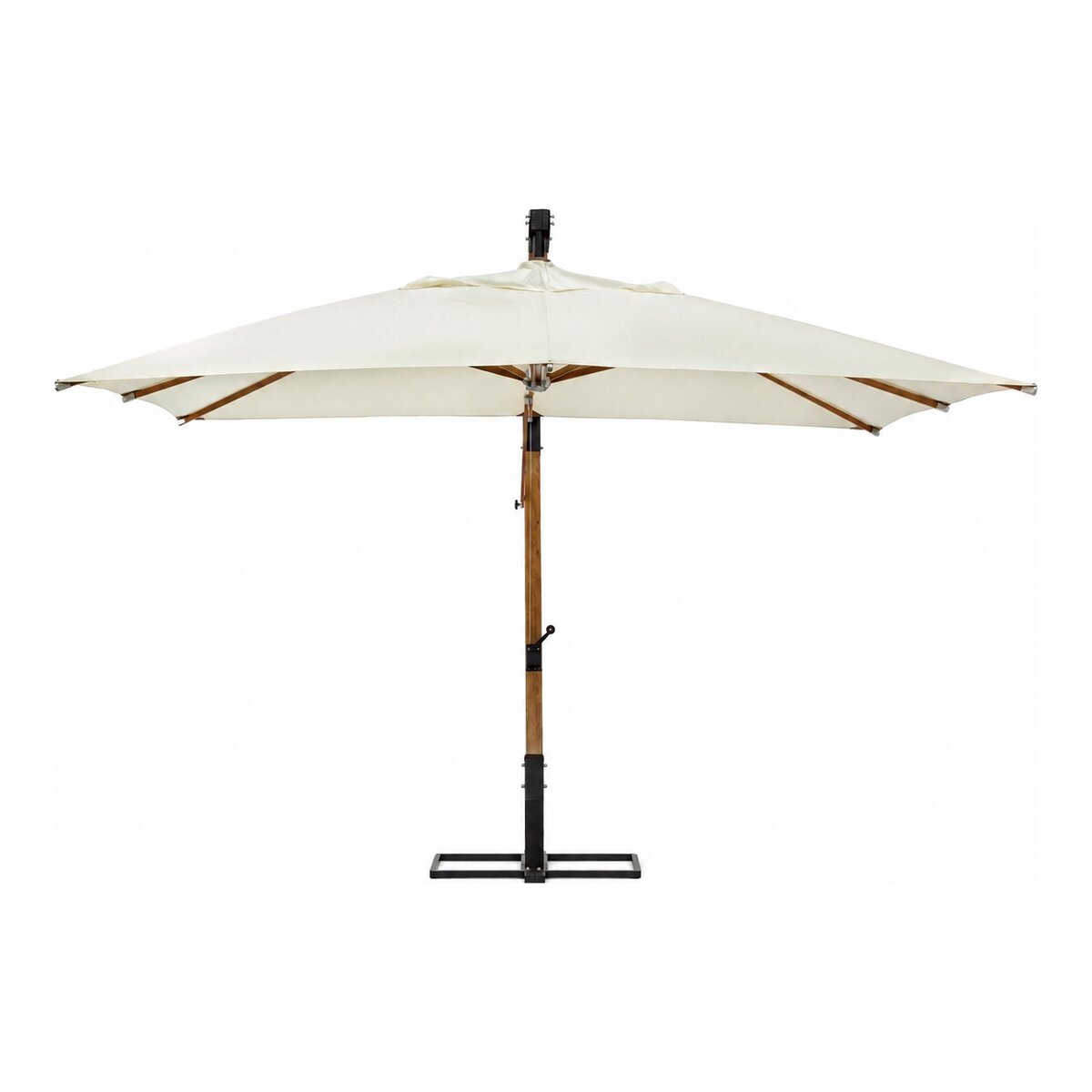 Ampelschirm Capua - Teakholz Natur, Polyester-Stoff Ecru, 3x3 m