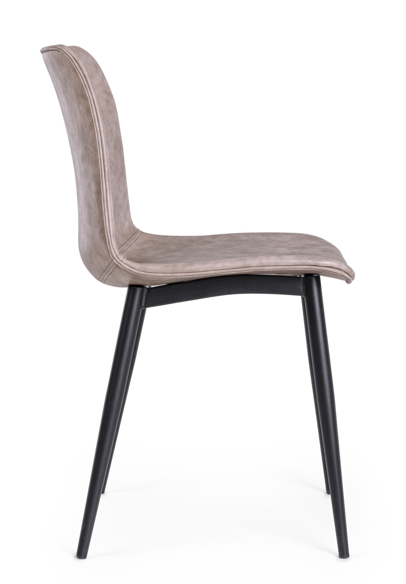 Der Esszimmerstuhl Kyra überzeugt mit seinem modernen Design. Gefertigt wurde der Stuhl aus Kunstleder, welcher einen Beige Farbton besitzt. Das Gestell ist aus Metall und ist Schwarz. Die Sitzhöhe beträgt 44 cm.
