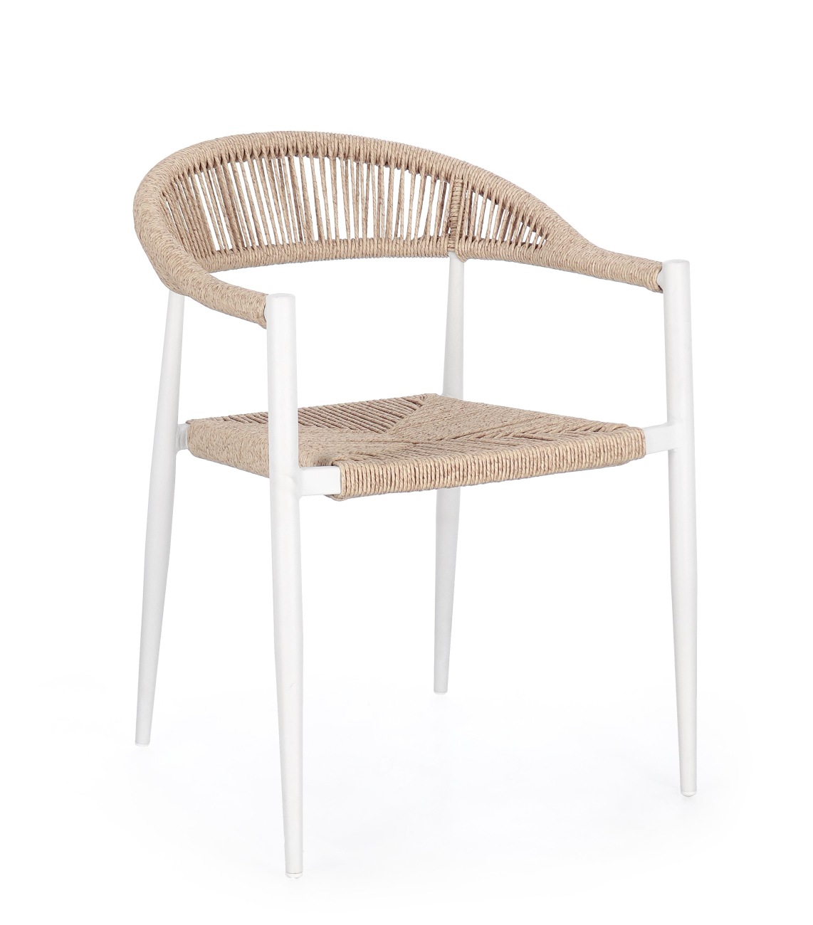 Gartenstuhl Jandia aus Aluminium, Weiß / Beige Gartenstuhl Jandia aus Aluminium, Weiß / Beige