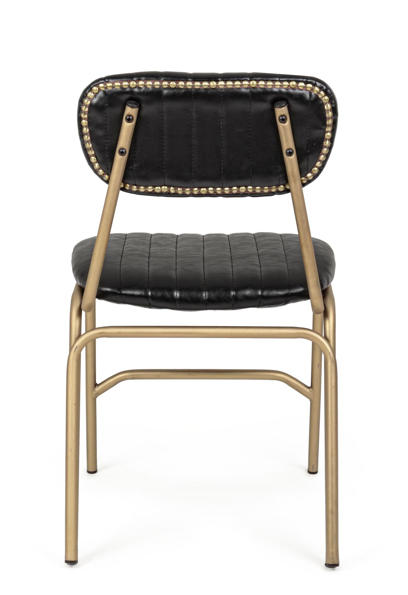 Der Stuhl Addy überzeugt mit seinem industriellen Design. Gefertigt wurde der Stuhl aus Kunstleder, welches einen schwarzen Farbton besitzt. Das Gestell ist aus Metall und ist Gold. Die Sitzhöhe beträgt 46 cm.