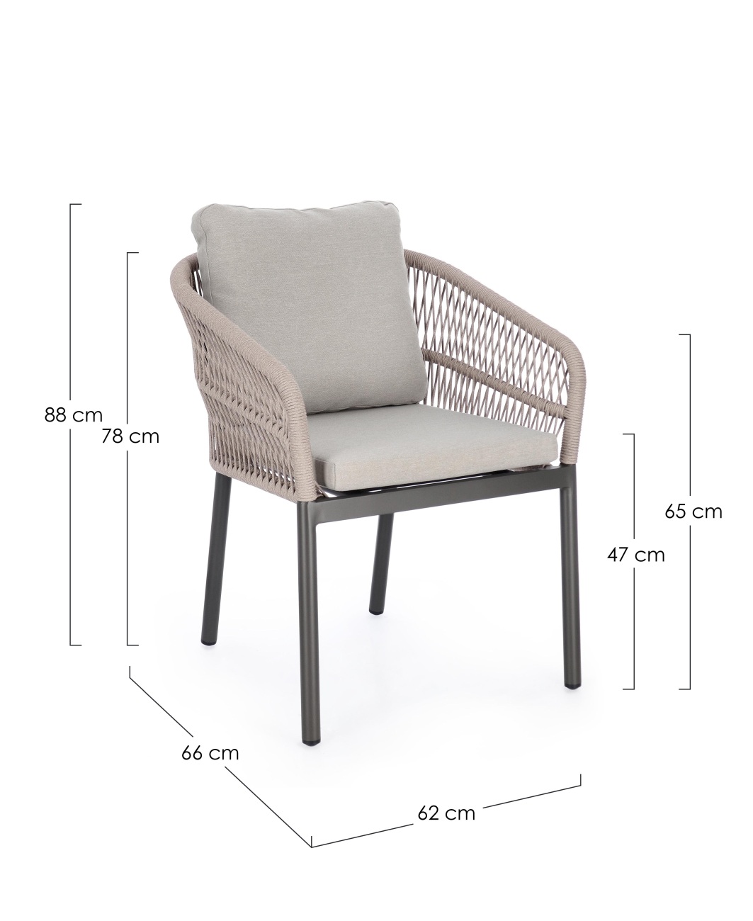 Gartenstuhl Galdana aus Aluminium, Taupe / Anthrazit