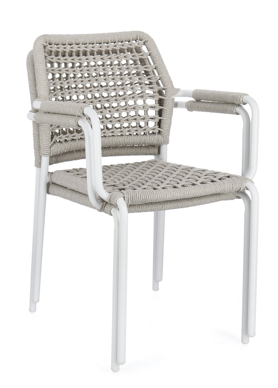 Gartenstuhl Rajada aus Aluminium, Hellgrau / Weiß