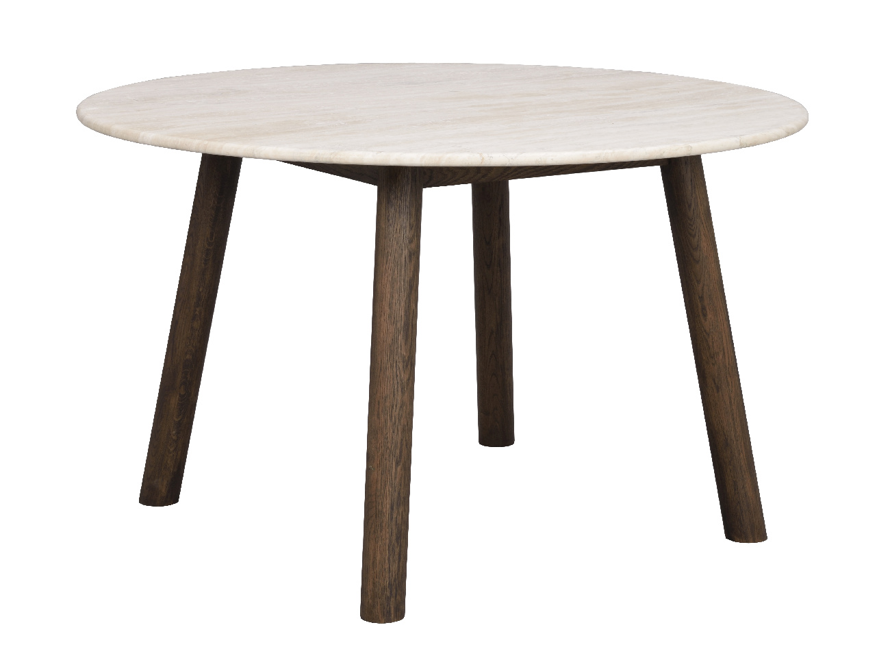 Esstisch Taransay Rund 125cm, Travertin Sand, Eiche Braun