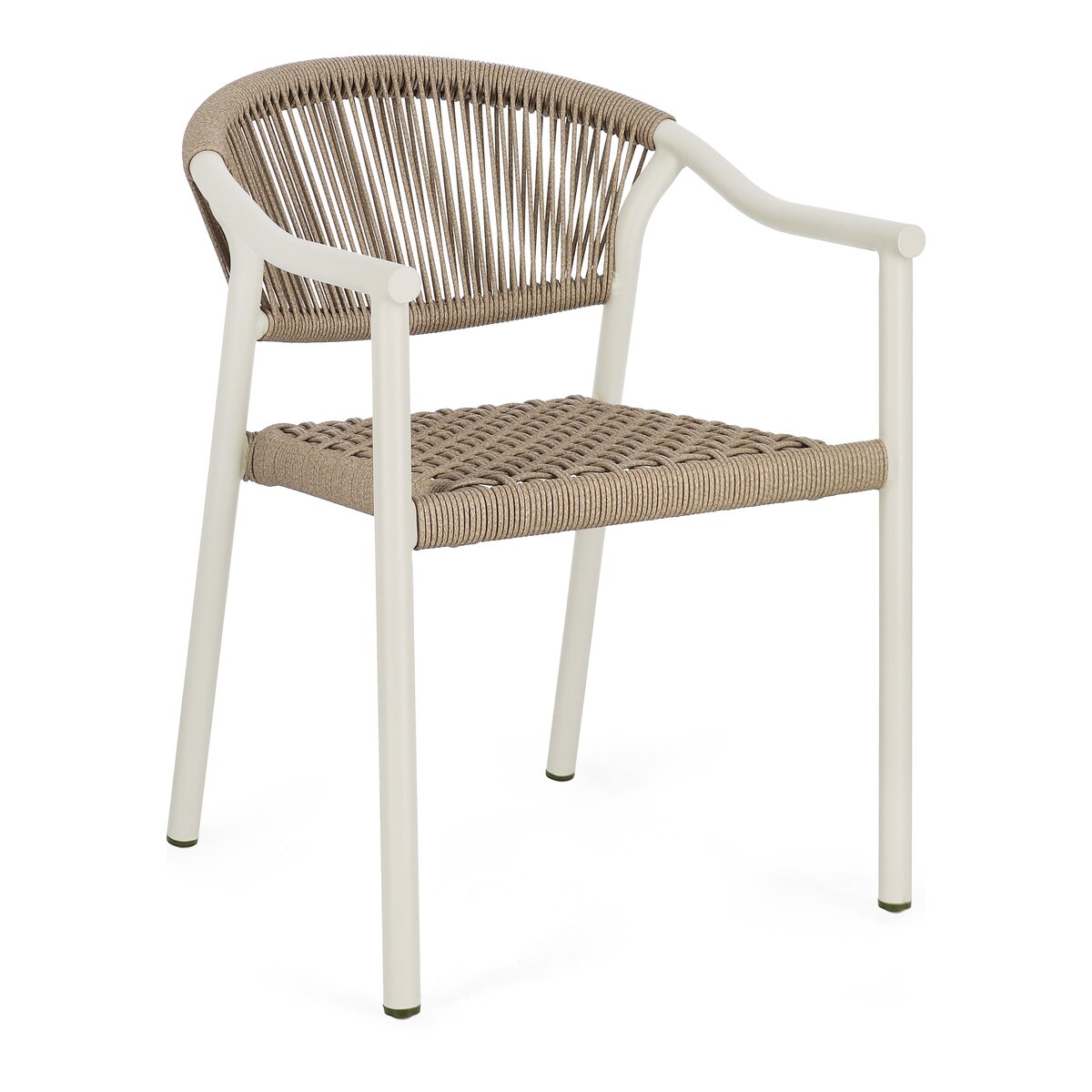 4er-Set Gartenstuhl Canaris - Aluminium Sand, Polyrattan Natur, mit Armlehnen, stapelbar