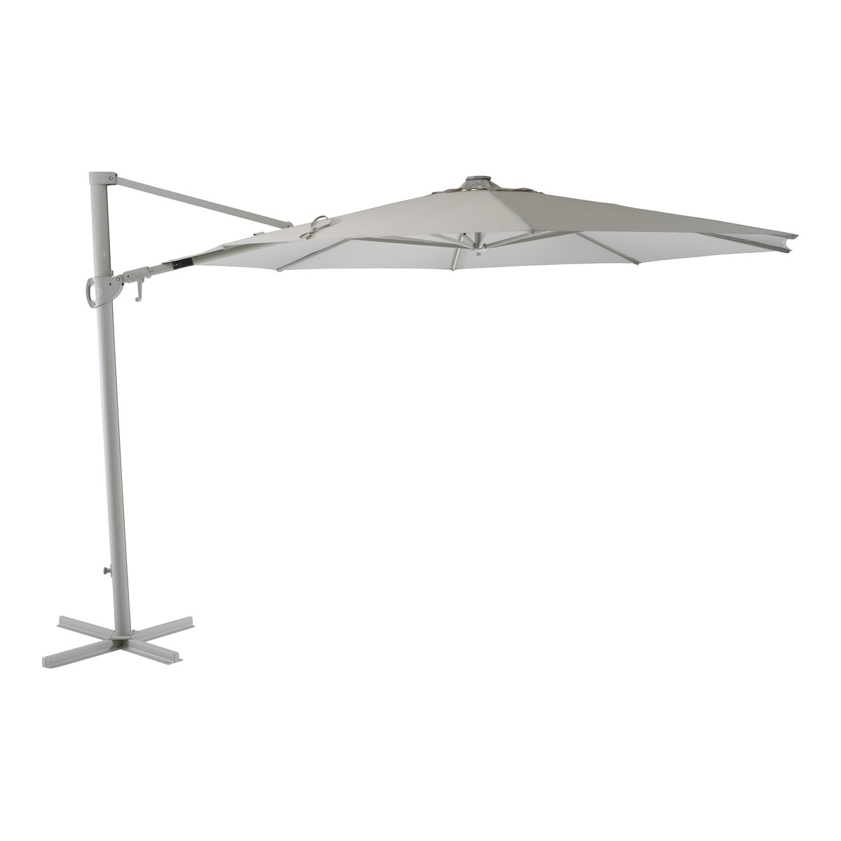 Ampelschirm Cilento - Aluminium, mit Beleuchtung, Ø 350 cm, Hellgrau/Khaki