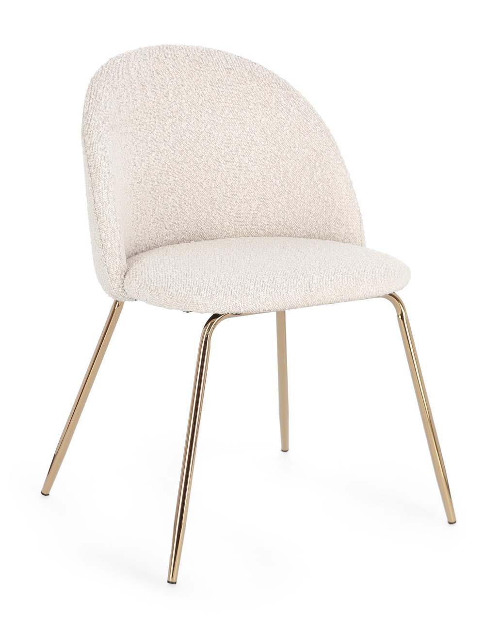 Esszimmerstuhl Tanya 4er-Set aus Boucle, Elfenbein / Gold Esszimmerstuhl Tanya 4er-Set aus Boucle, Elfenbein / Gold