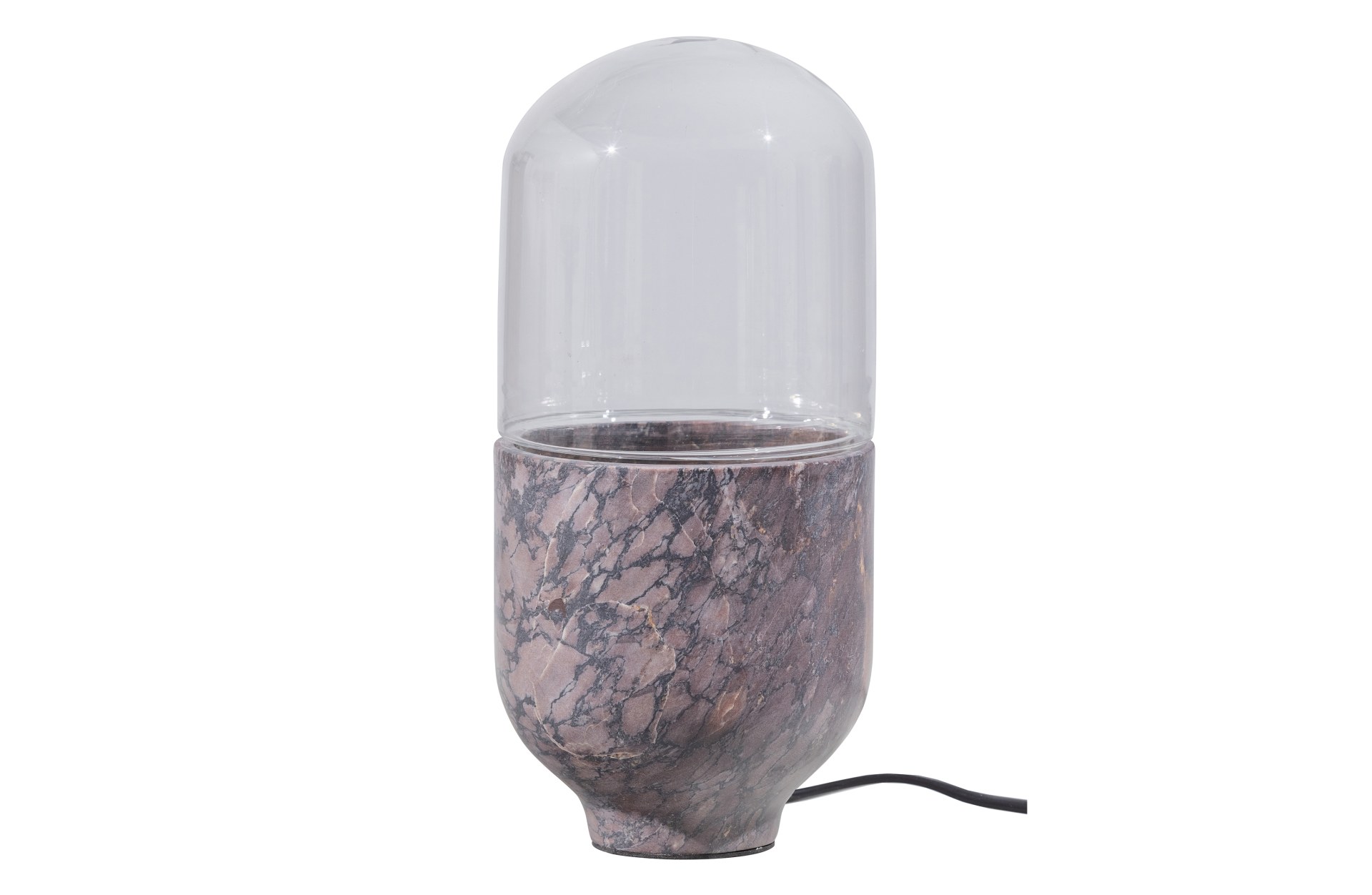 Die Tischlampe Asel überzeugt mit ihrem besonderem Design. Gefertigt wurde die Lampe aus Glas in Marmoroptik, welches einen grauen Farbton besitzt.