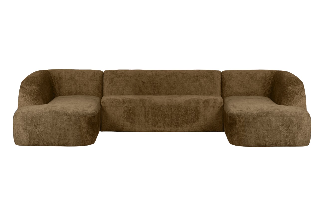 Das Sofa Sloping in U-Form überzeugt mit seinem modernen Stil. Gefertigt wurde es aus Struktursamt, welcher einen braunen Farbton besitzt. Die Füße besitzen eine schwarze Farbe. Das Sofa besitzt eine Größe von 339x225 cm.