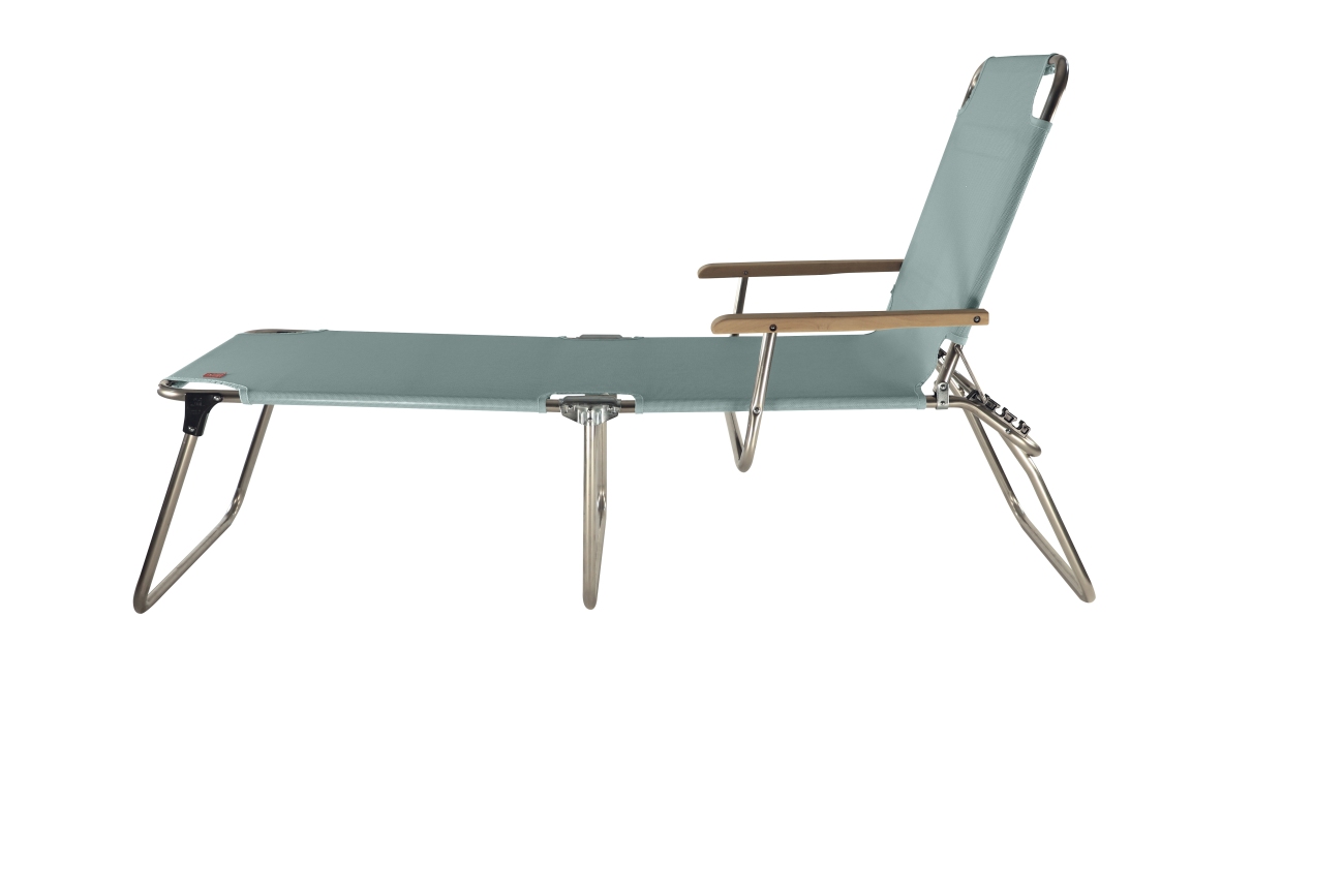 Dreibeinliege Amigo 40+ aus Aluminium mit Armlehne, Salbei Dreibeinliege Amigo 40+ aus Aluminium mit Armlehne, Salbei