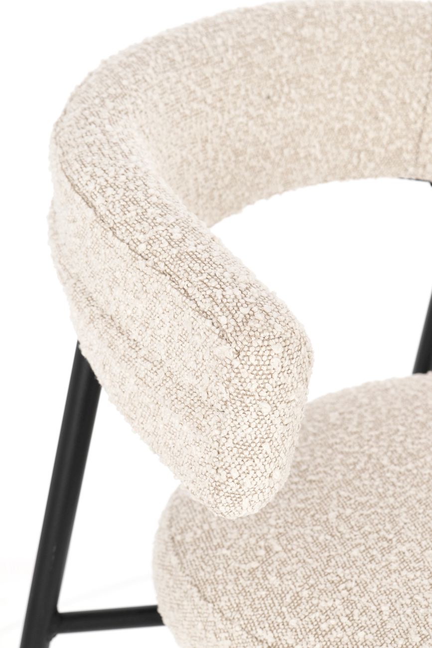 Esszimmerstuhl Amaia 4er-Set aus Boucle, Elfenbein