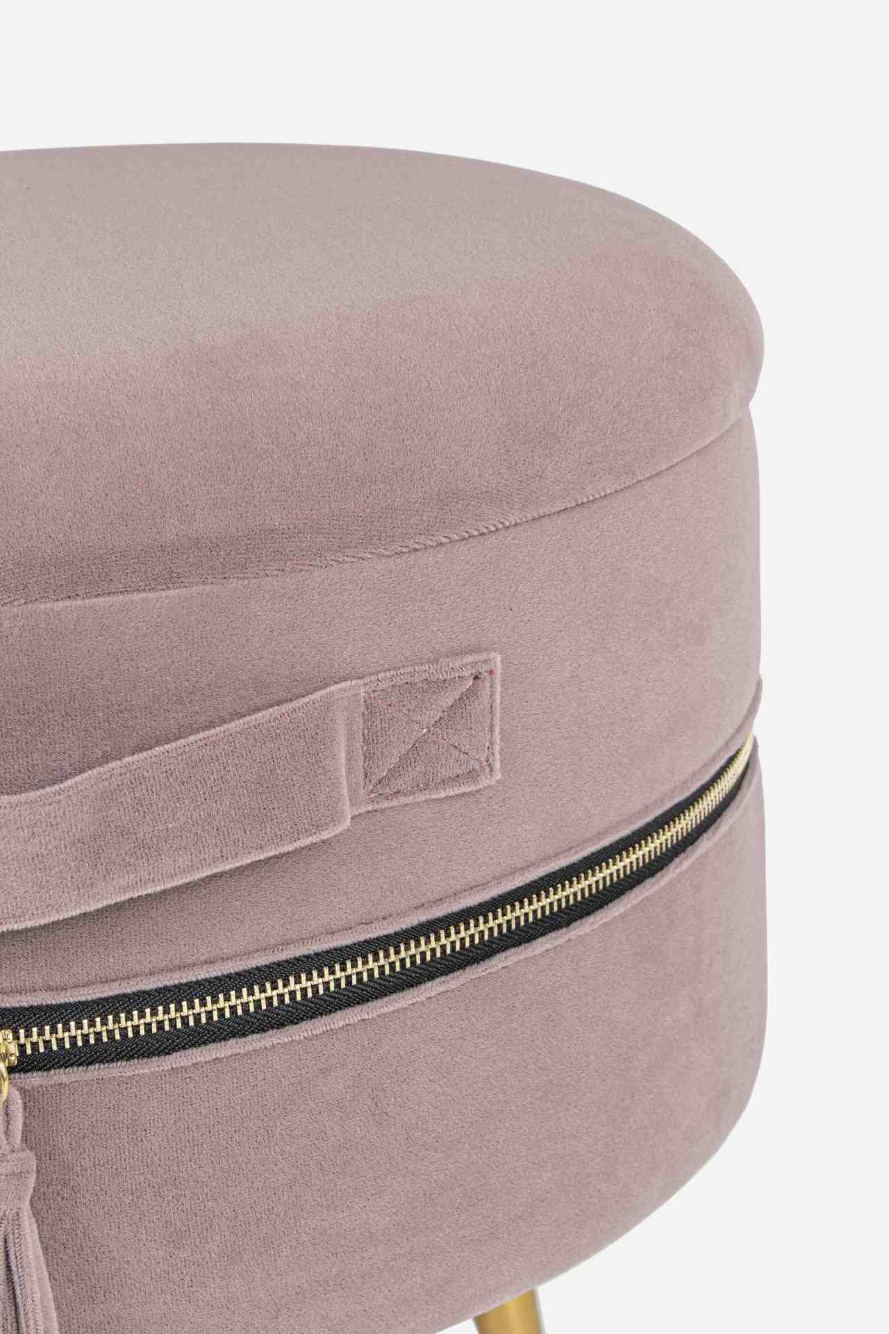 Der Hocker Pavlina überzeugt mit seinem modernen Design. Erhältlich ist er als 2er-Set. Gefertigt wurde er aus Stoff in Samt-Optik, welcher einen rosa Farbton besitzt. Das Gestell ist aus Metall und hat eine goldene Farbe. Der Durchmesser beträgt 39 cm.