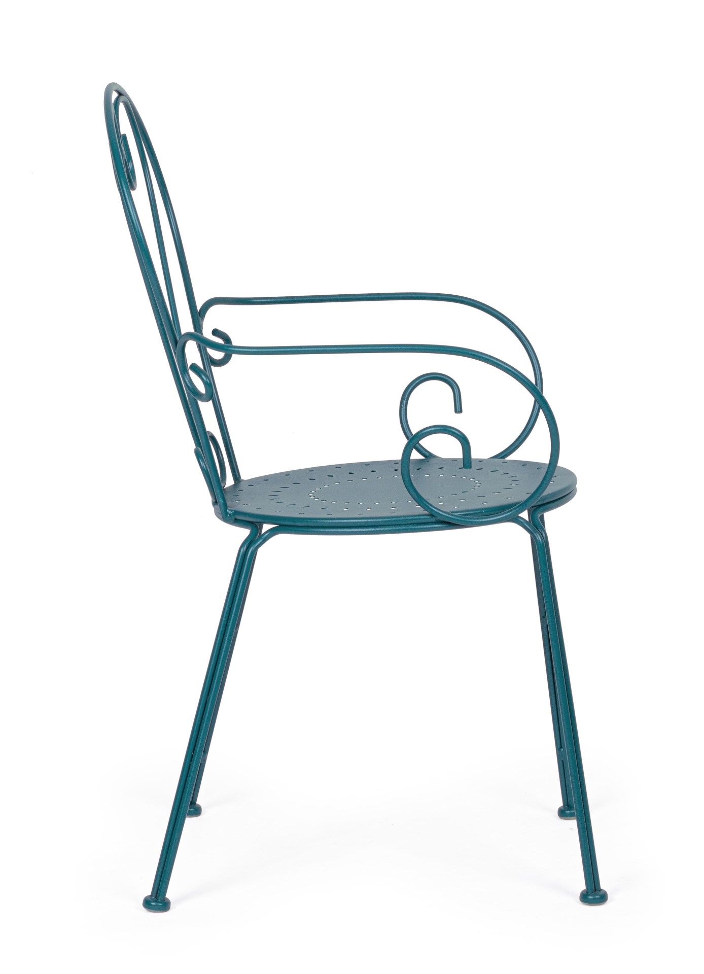 Der Gartenstuhl Etienne überzeugt mit seinem klassischen Design. Gefertigt wurde er aus Aluminium, welches einen blauen Farbton besitzen. Das Gestell ist aus Aluminium und hat eine blauen Farbe. Der Stuhl verfügt über eine Sitzhöhe von 43 cm und ist für d