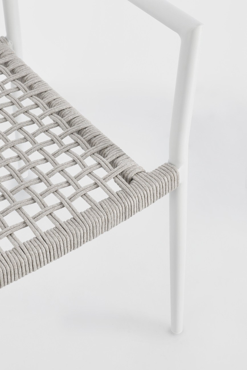 Gartenstuhl Caleta aus Aluminium, Hellgrau / Weiß