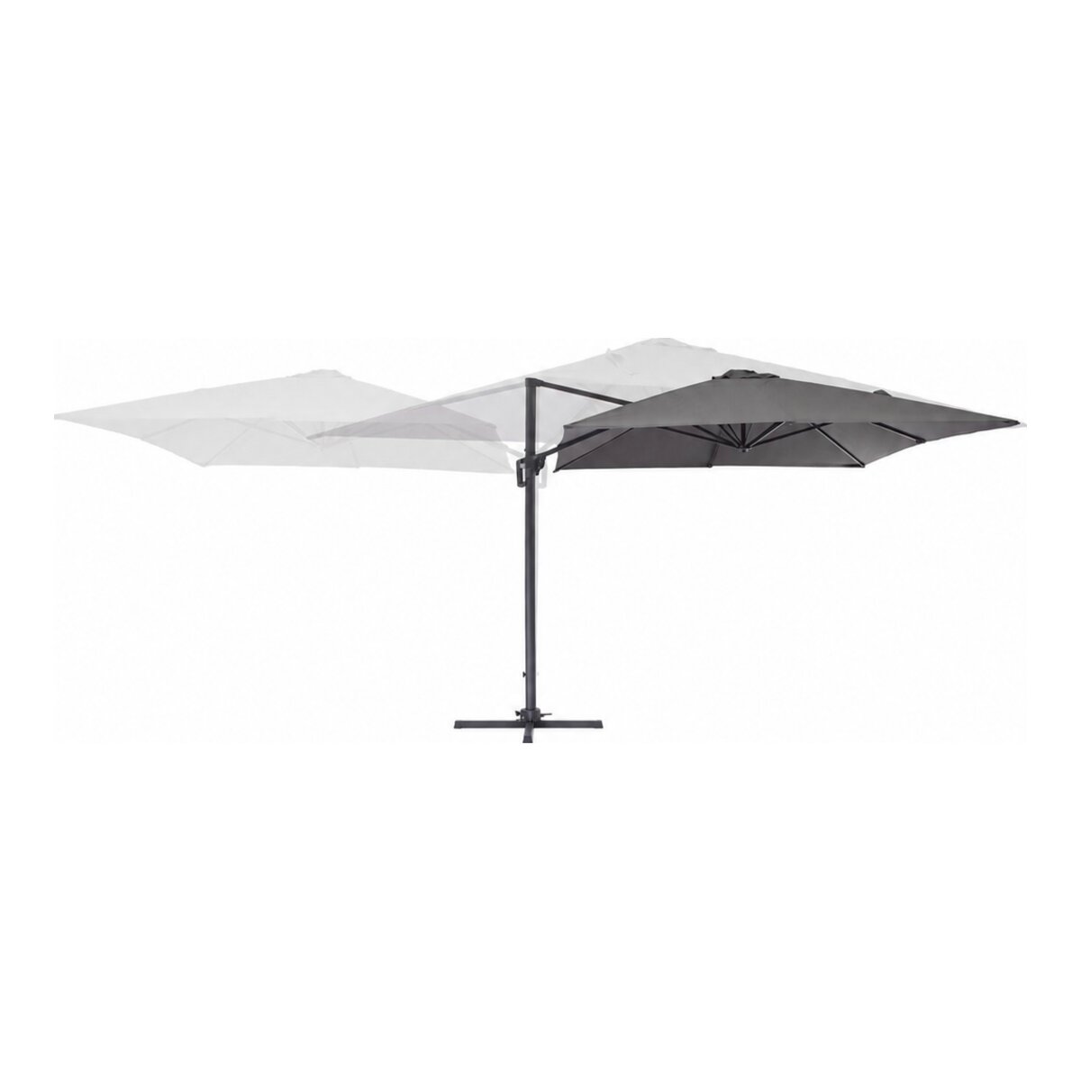 Ampelschirm Porto - Aluminium Anthrazit, Polyester-Stoff Dunkelgrau, 3x4 m
