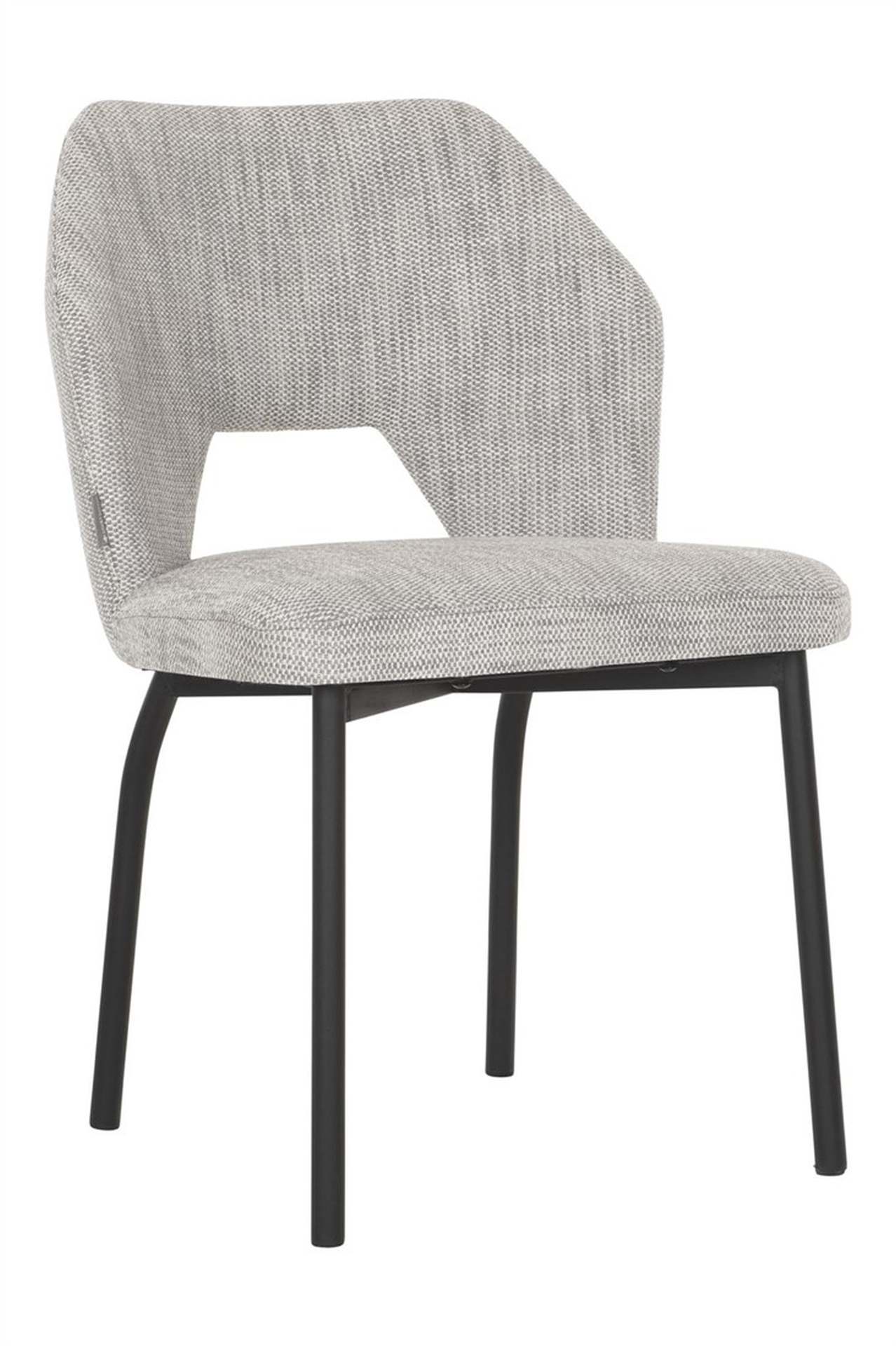 Der Esszimmerstuhl Bloom überzeugt mit seinem modernem aber auch schlichtem Design. Gefertigt wurde der Stuhl aus einem Polaris Stoff, welcher einen hellgrauen Farbton besitzt. Das Gestell ist aus Metall und ist Schwarz.