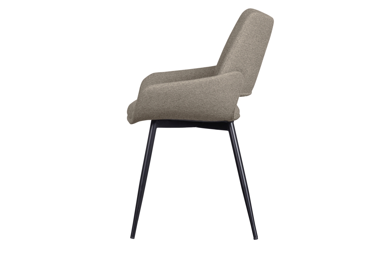 Der Esszimmerstuhl Parade überzeugt mit seinem modernen Design. Gefertigt wurde er aus Melange-Stoff, welcher einen Sand Farbton besitzt. Das Gestell ist aus Metall und hat eine schwarze Farbe. Der Stuhl besitzt eine Sitzhöhe von 49 cm.