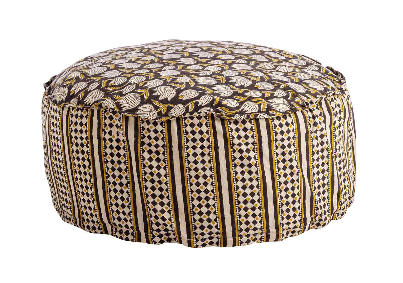 Pouf Calais aus Baumwolle, Braun Pouf Calais aus Baumwolle, Braun