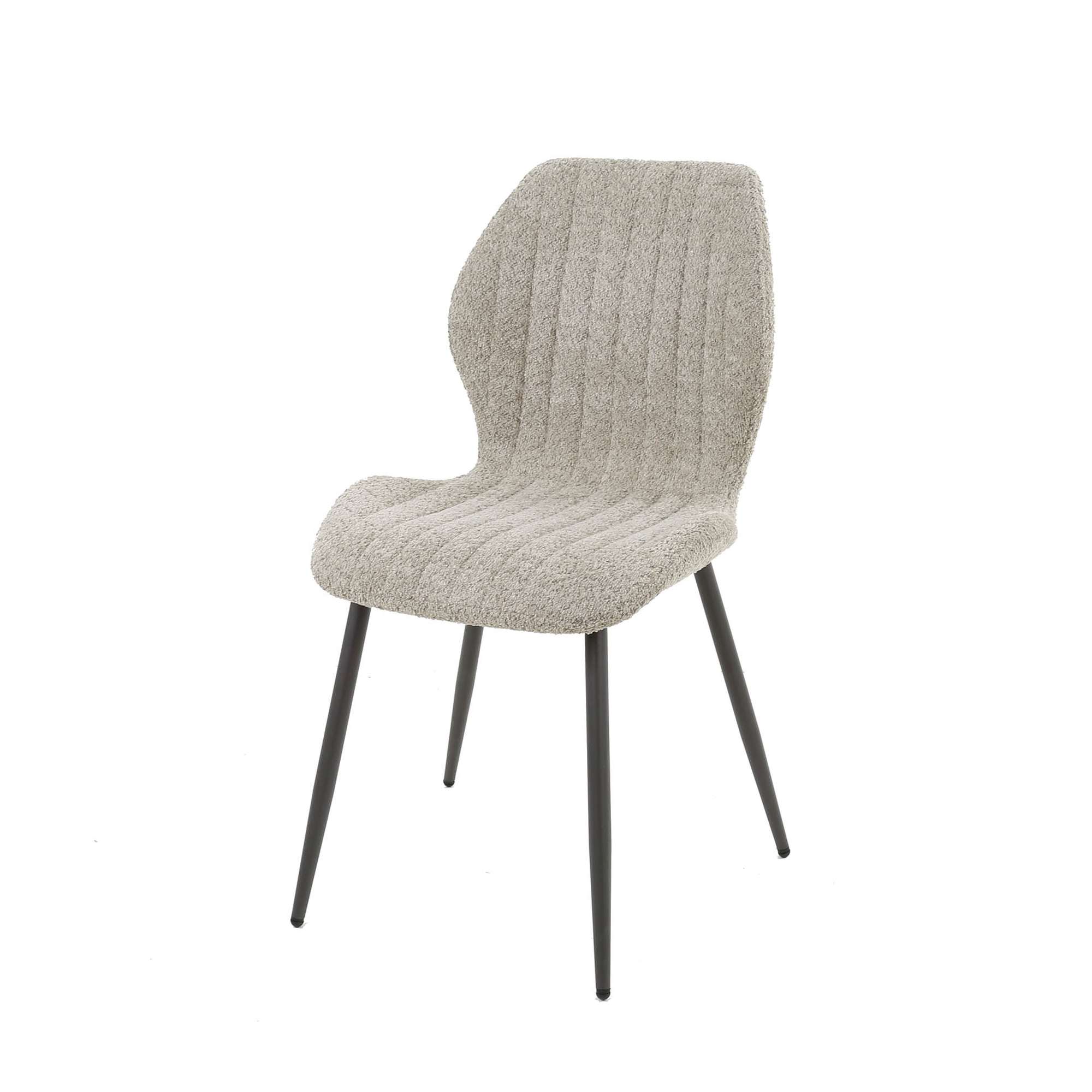 4er-Set Esszimmerstuhl Lumbclé mit Lendenstütze - Boucle, Sand