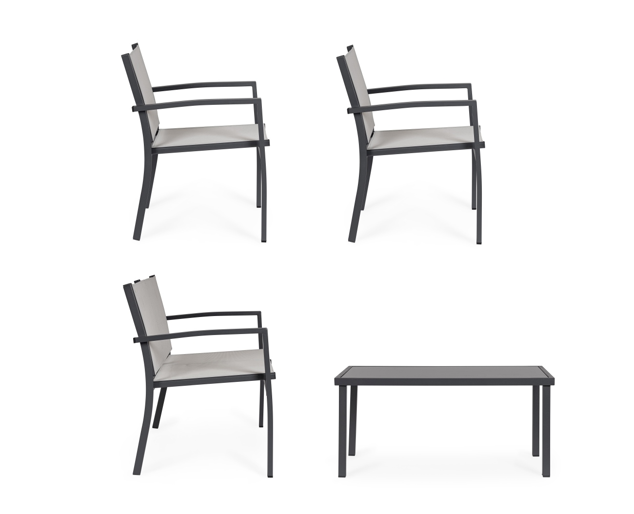 Garten-Set Florida 4er Gruppe, Hellgrau