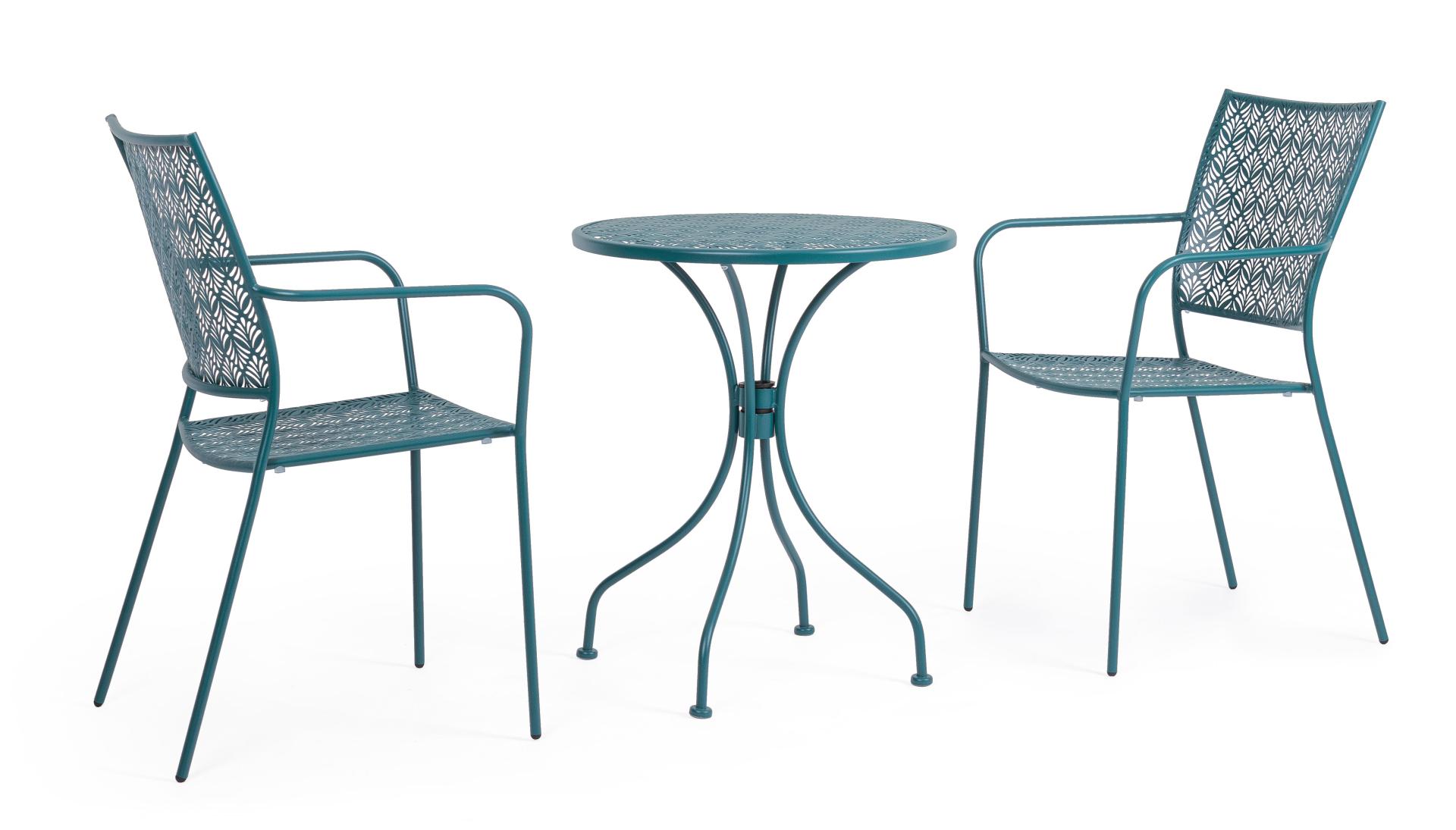 Der Gartenstuhl Lizette überzeugt mit seinem klassischen Design. Gefertigt wurde er aus Aluminium, welches einen blauen Farbton besitzen. Das Gestell ist aus Aluminium und hat eine blaue Farbe. Der Stuhl verfügt über eine Sitzhöhe von 45 cm und ist für de