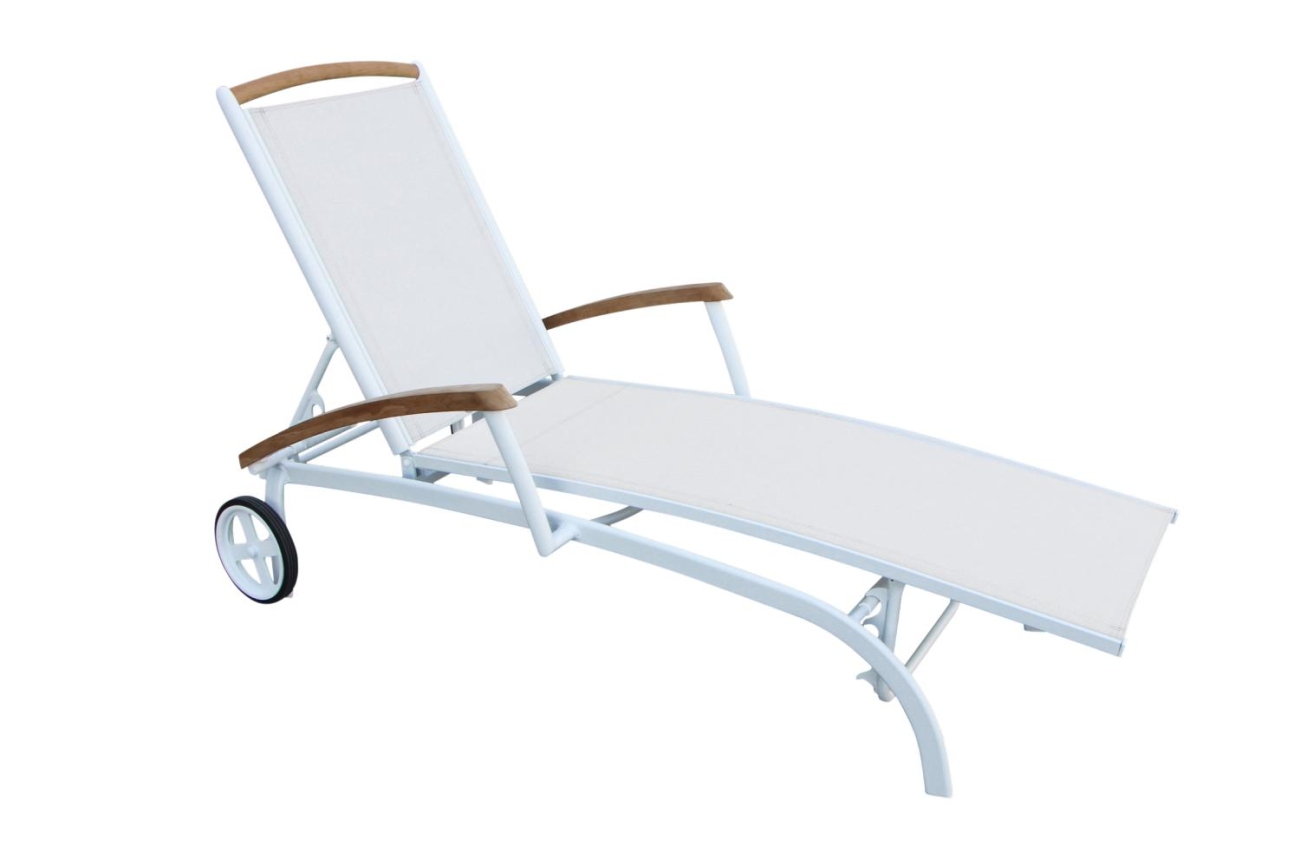 Gartenliege Andy aus Teakholz, Weiß Gartenliege Andy aus Teakholz, Weiß