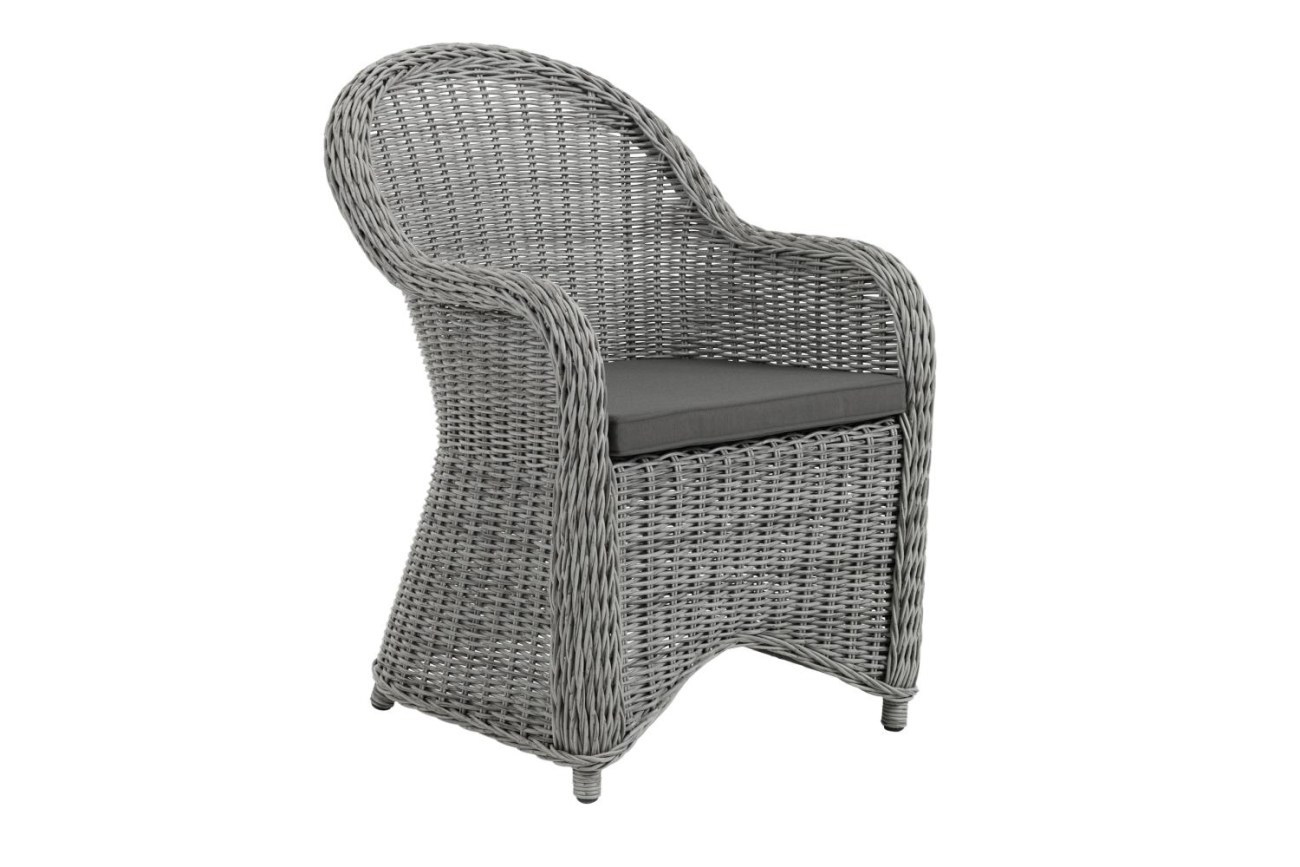 Der Gartenstuhl Paulina überzeugt mit seinem modernen Design. Gefertigt wurde er aus Rattan, welcher einen grauen Farbton besitzt. Das Gestell ist aus Metall und hat eine schwarze Farbe. Die Sitzhöhe des Stuhls beträgt 48 cm.