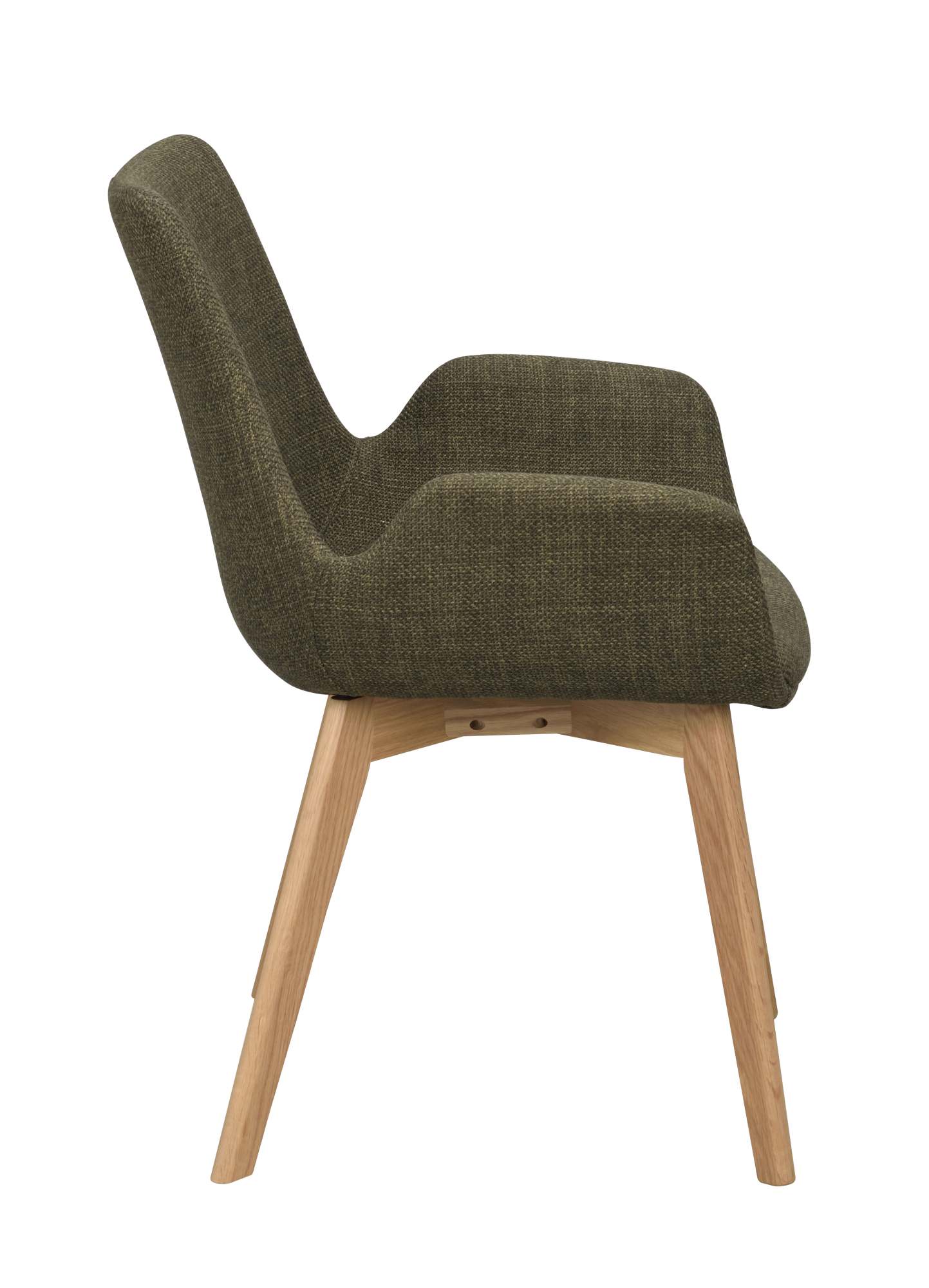 Design trifft Funktion: Stuhl Drimsdale 2er Set mit Armlehne, Grün / Natur.