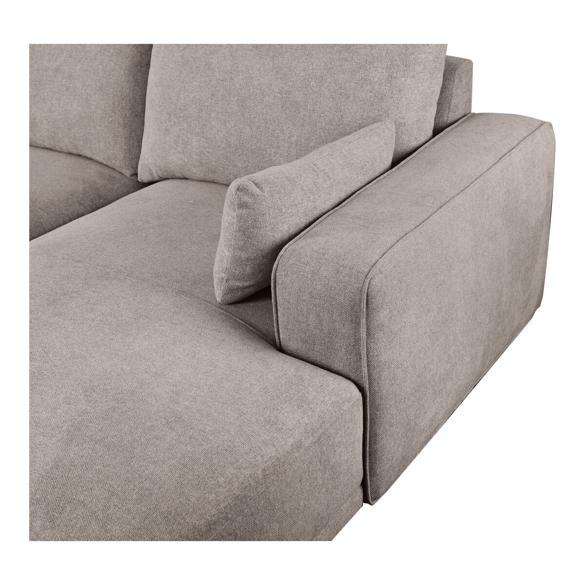Ecksofa Fonora Taupe - Rechte Recamiere, Federkern & OEKO-TEX Stoff