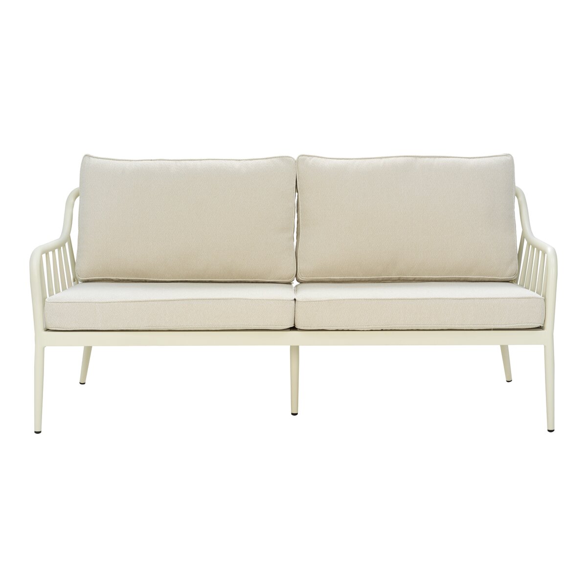 Gartensofa Coleville 2,5-Sitzer, Aluminium & Olefin-Stoff, Pearl White/Dot Beige
