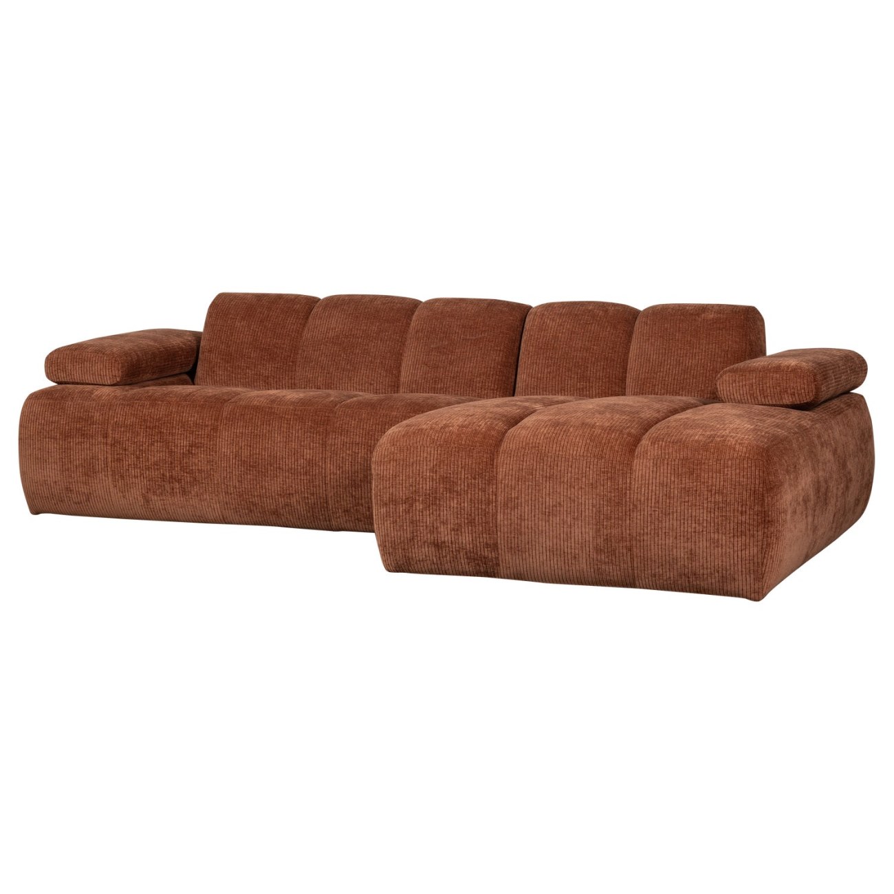 Chaiselongue Mojo aus Flachcord Rechts, Rostbraun