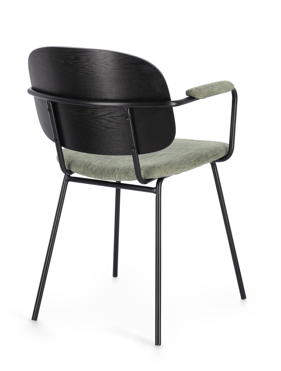 Der Esszimmerstuhl Sienna überzeugt mit seinem modernen Stil. Gefertigt wurde er aus Stoff, welcher einen grünen Farbton besitzt. Das Gestell ist aus Metall und hat eine schwarze Farbe. Der Stuhl besitzt eine Sitzhöhe von 48 cm.