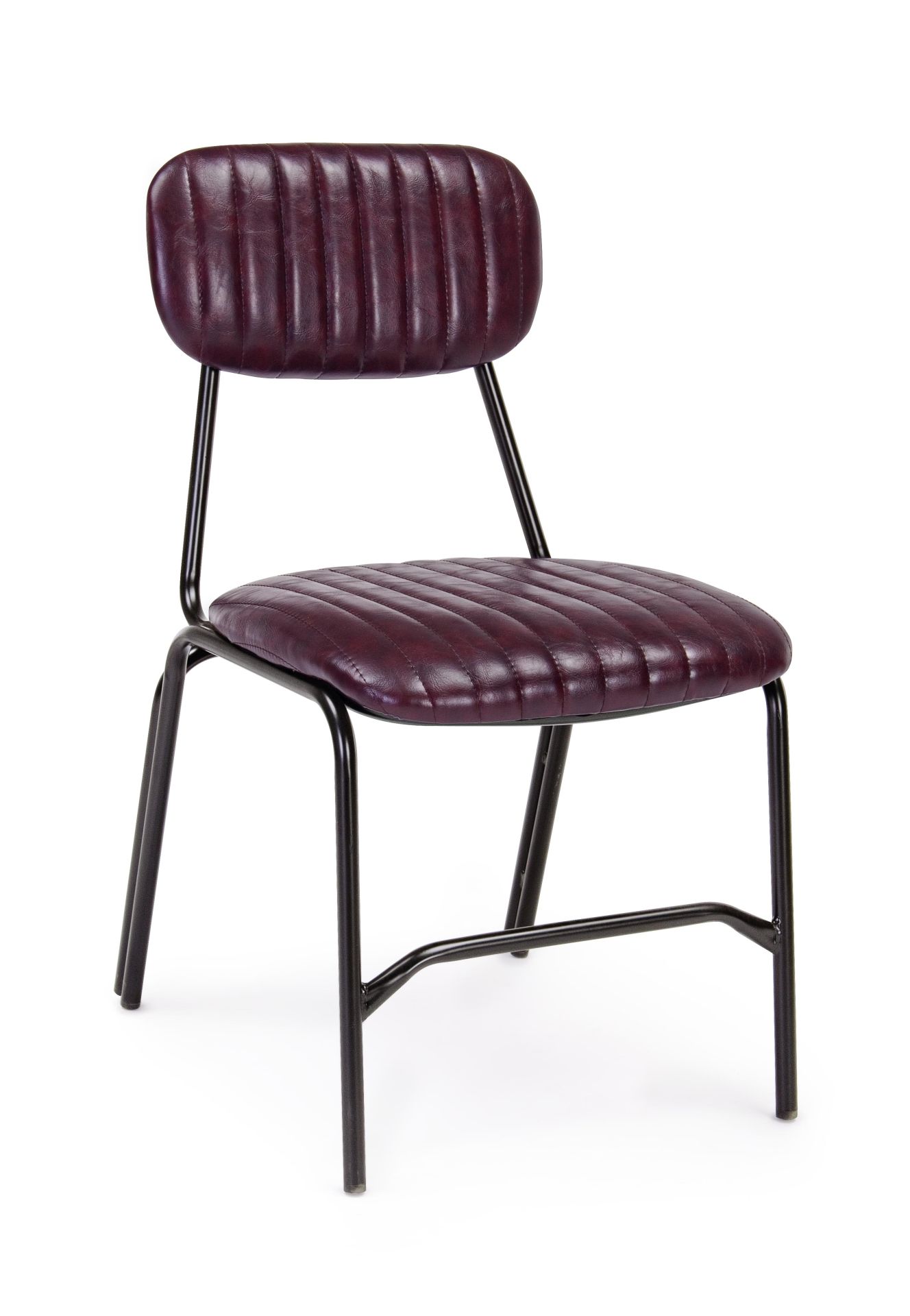 Der Stuhl Debbie überzeugt mit seinem industriellen Design. Gefertigt wurde der Stuhl aus Kunstleder, welches einen weinroten Farbton besitzt. Das Gestell ist aus Metall und ist Schwarz. Die Sitzhöhe beträgt 44 cm.