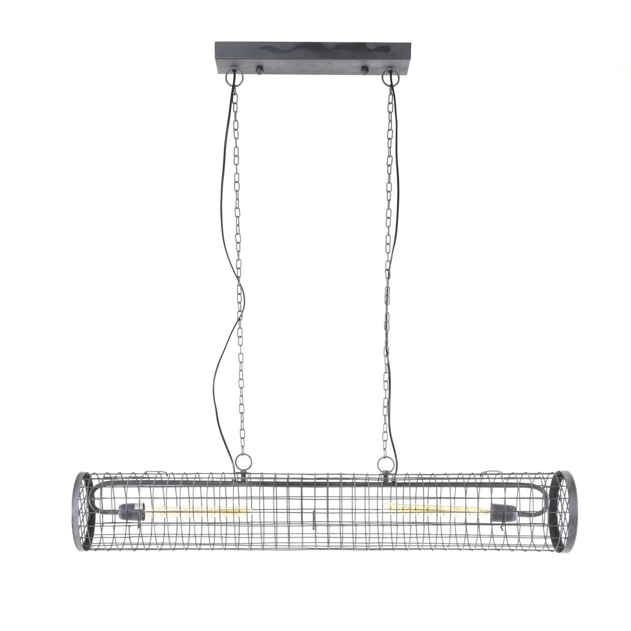 Hängeleuchte Mallarun mit LED - Metallnetzgeflecht Grau, Zylinderform