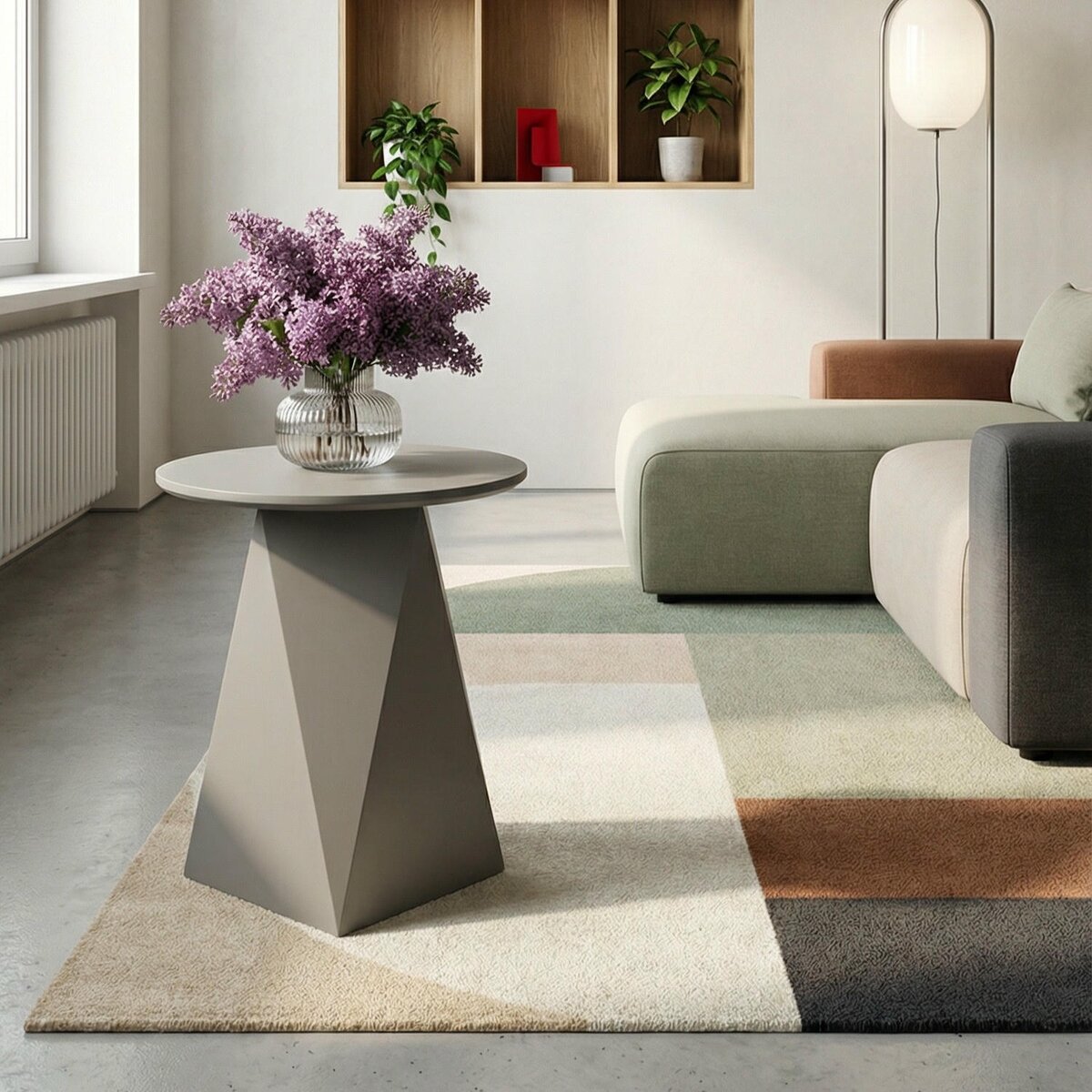 Couchtisch Aruna Ø50 cm - MDF Tisch in Taupe, FSC-zertifiziert