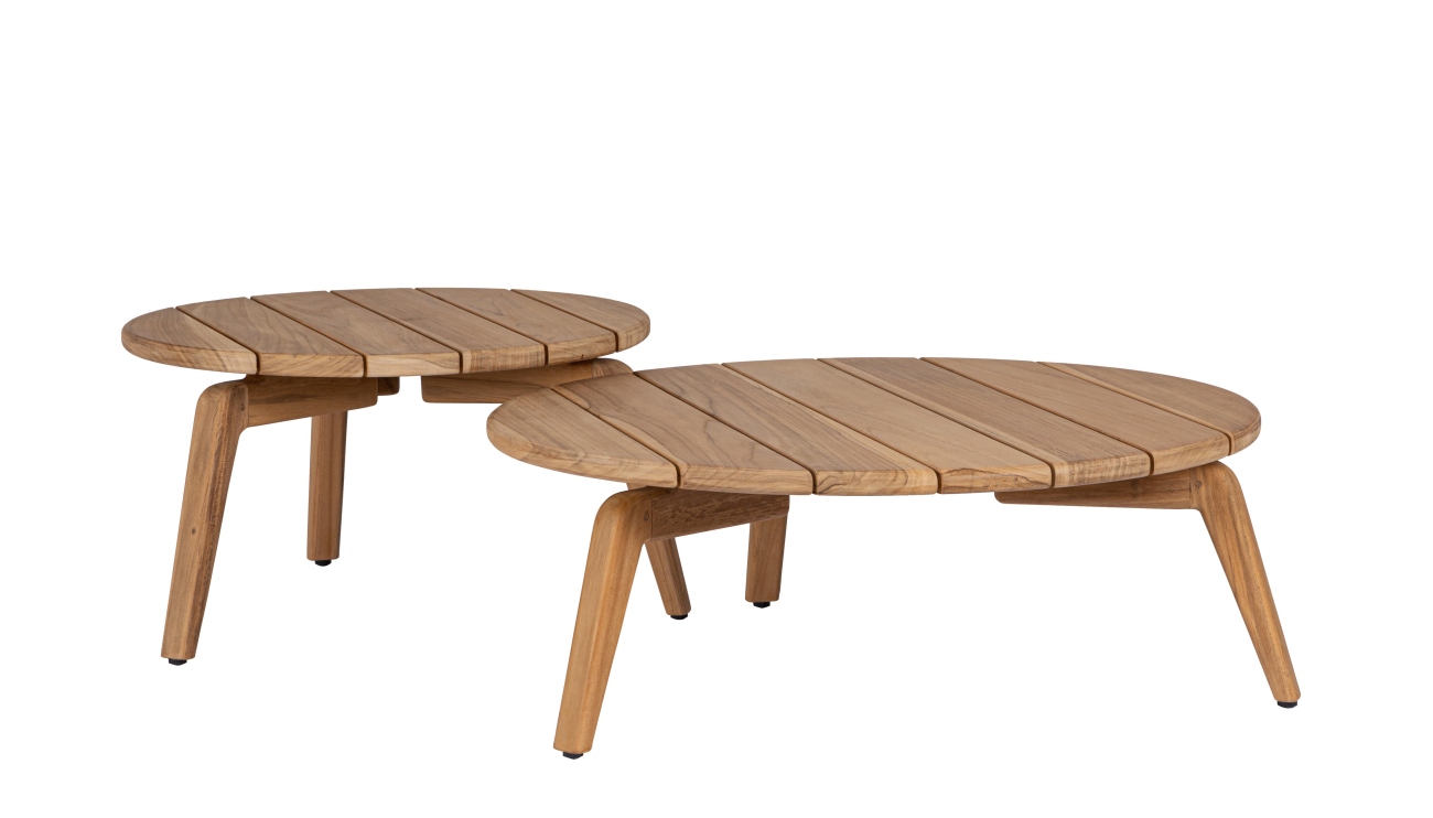 Gartencouchtisch-Set Eularia aus Teakholz Ø 60/80 cm