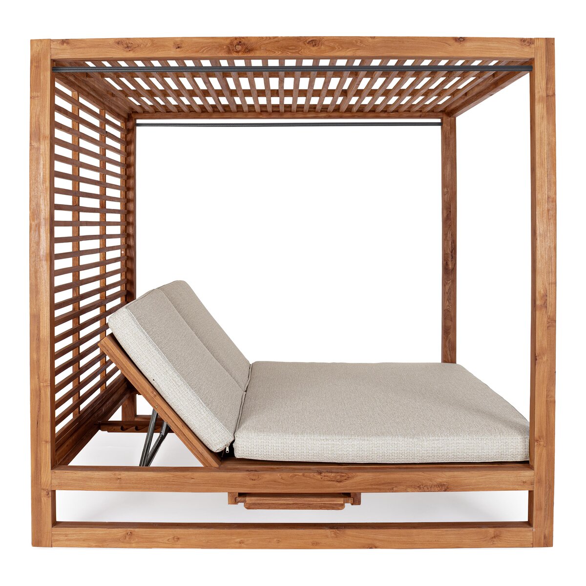 Gartendaybed Honolulu - Teakholz Natur & Olefin-Stoff, inkl. Kissen