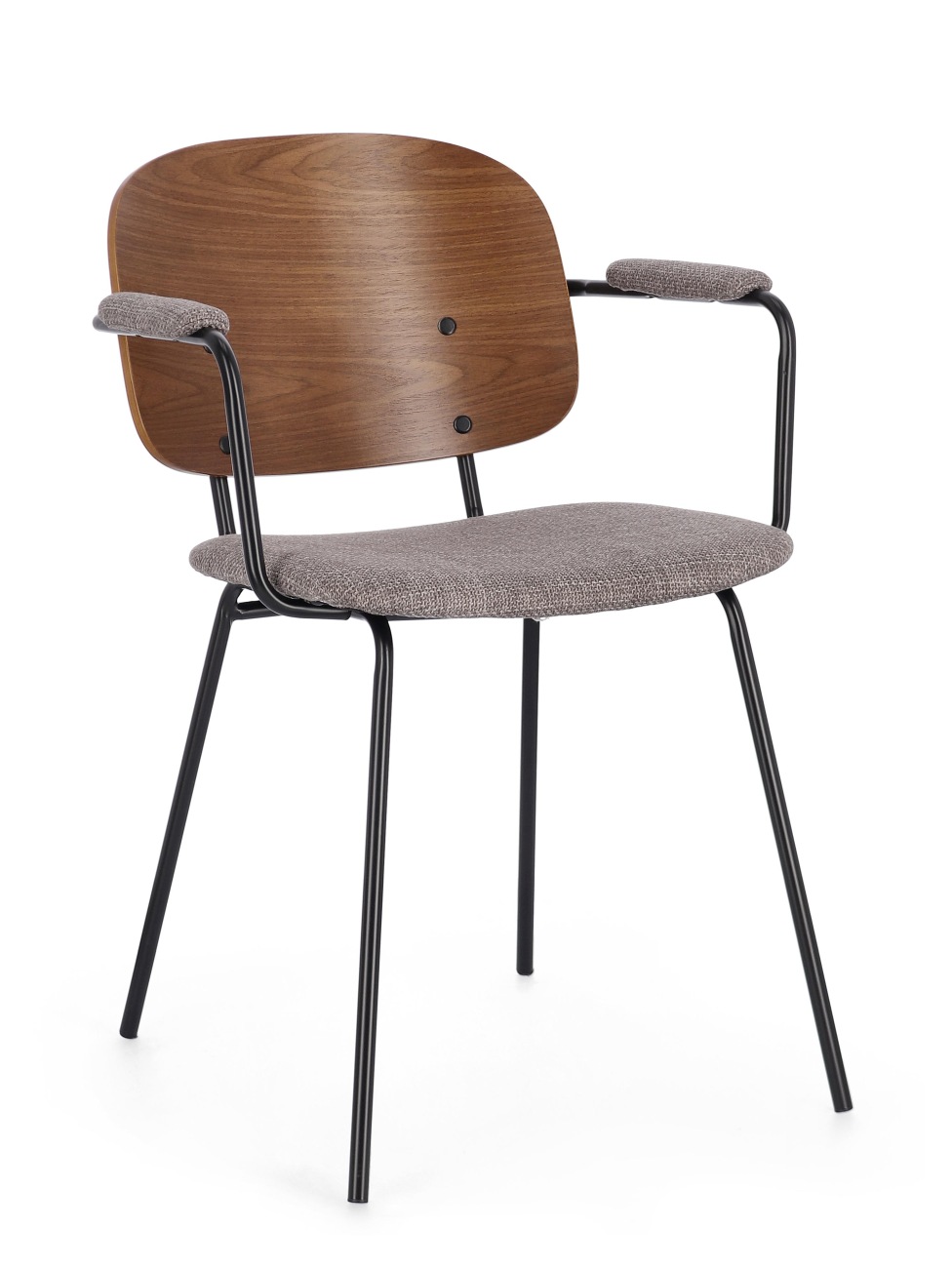 Der Esszimmerstuhl Sienna überzeugt mit seinem modernen Stil. Gefertigt wurde er aus Stoff, welcher einen grauen Farbton besitzt. Das Gestell ist aus Metall und hat eine schwarze Farbe. Der Stuhl besitzt eine Sitzhöhe von 48 cm.