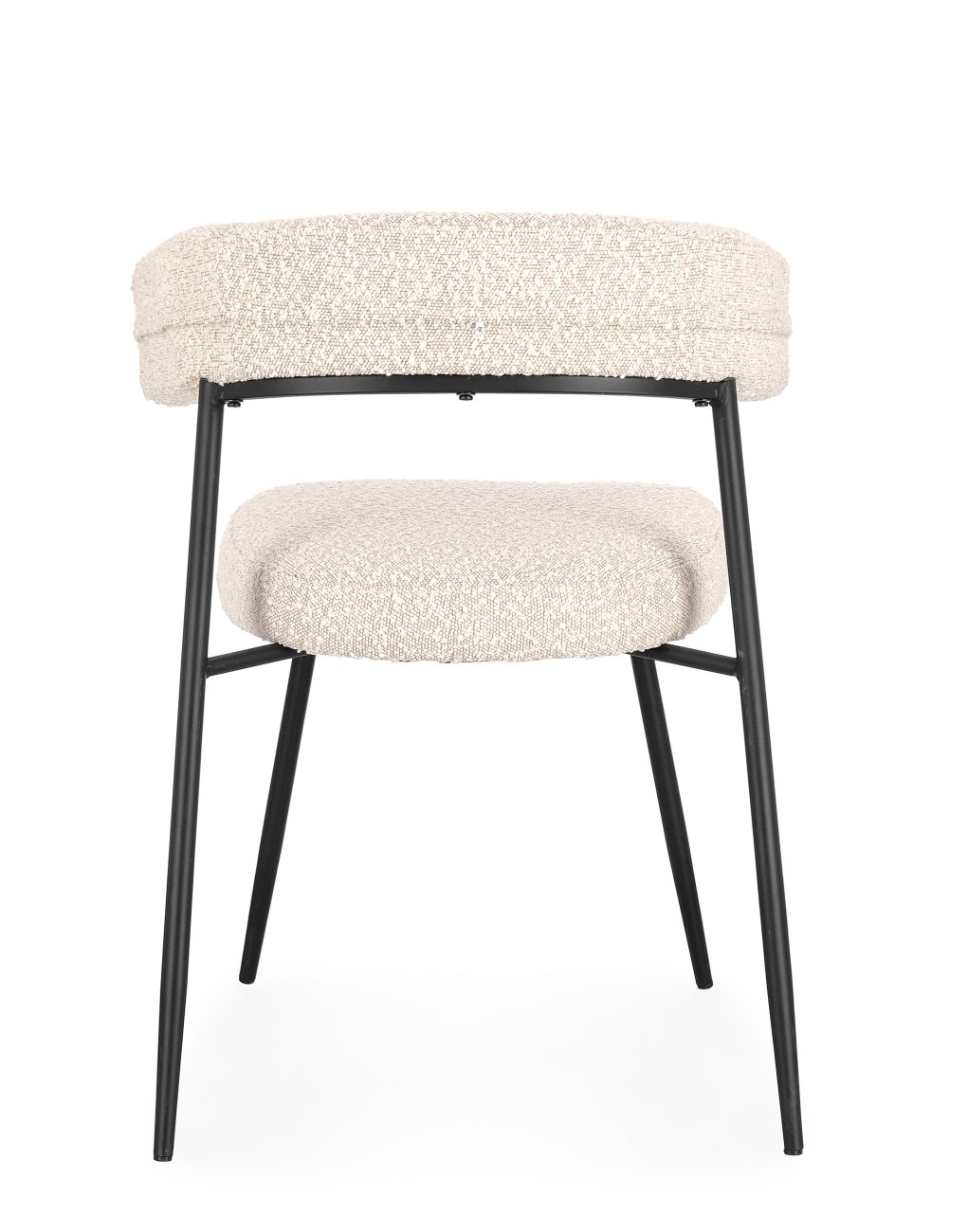 Esszimmerstuhl Amaia 4er-Set aus Boucle, Elfenbein