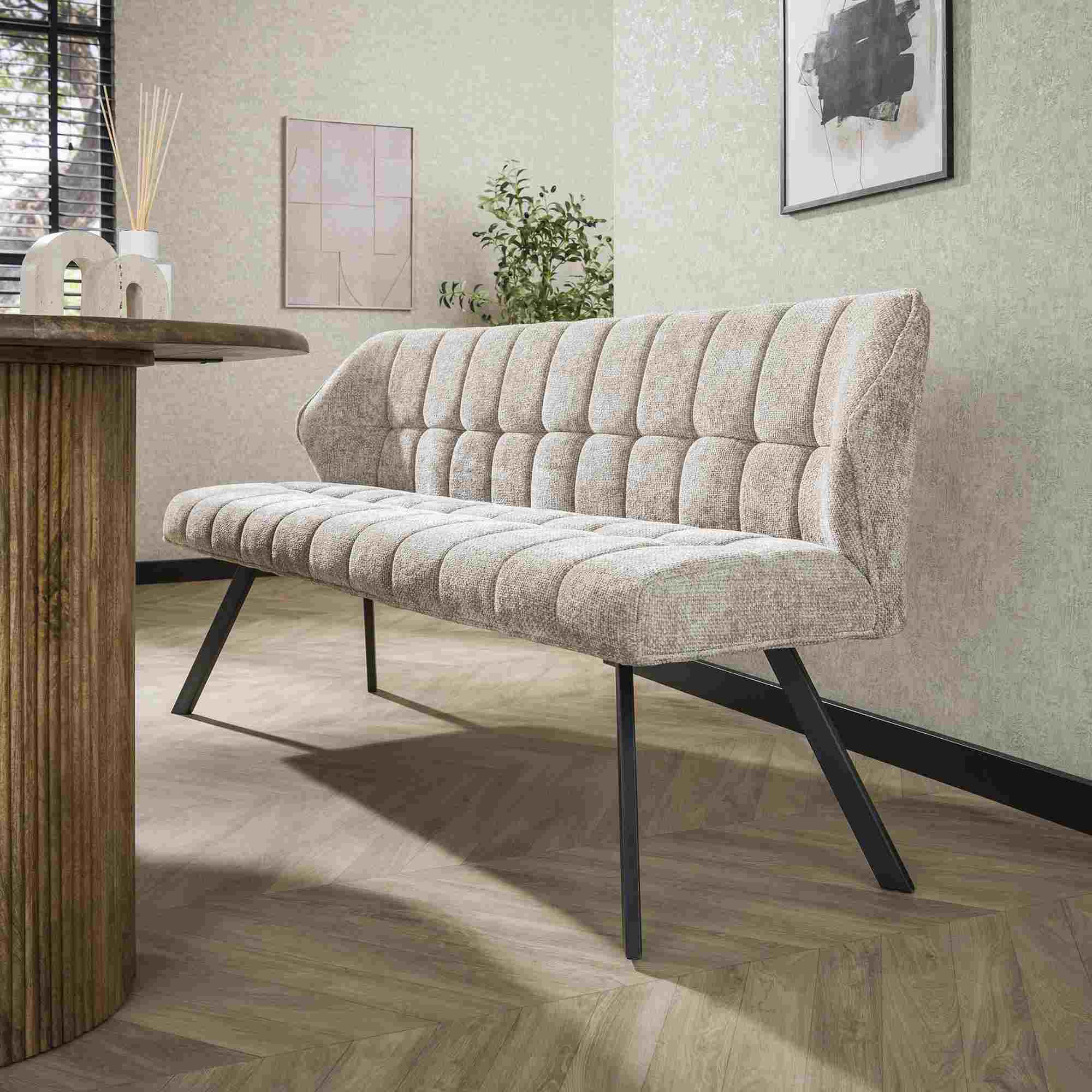 Esszimmerbank Grivano mit Lehne - Webstoff, Sand