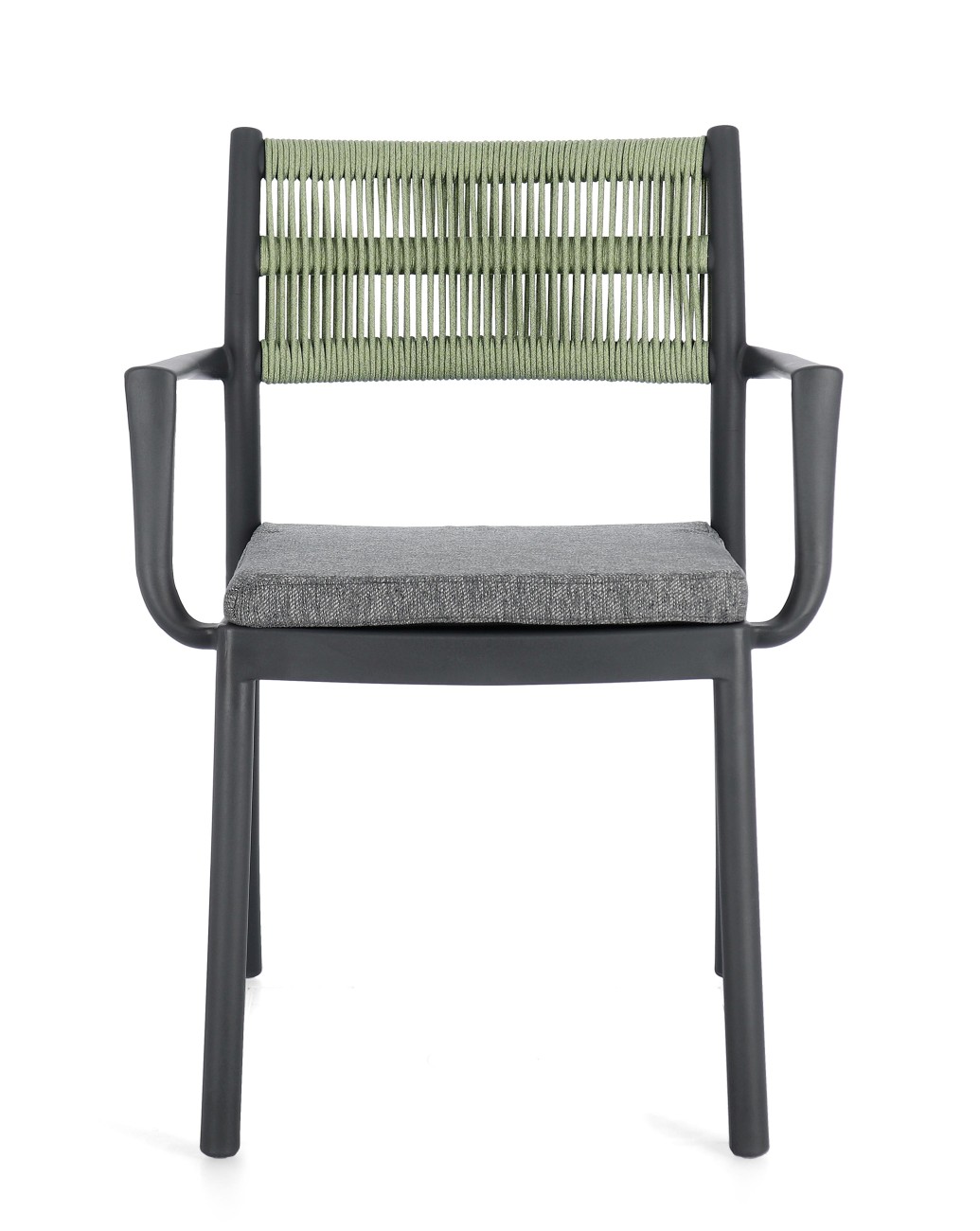 Gartenstuhl Alvin mit Armlehne, Anthrazit / Grün
