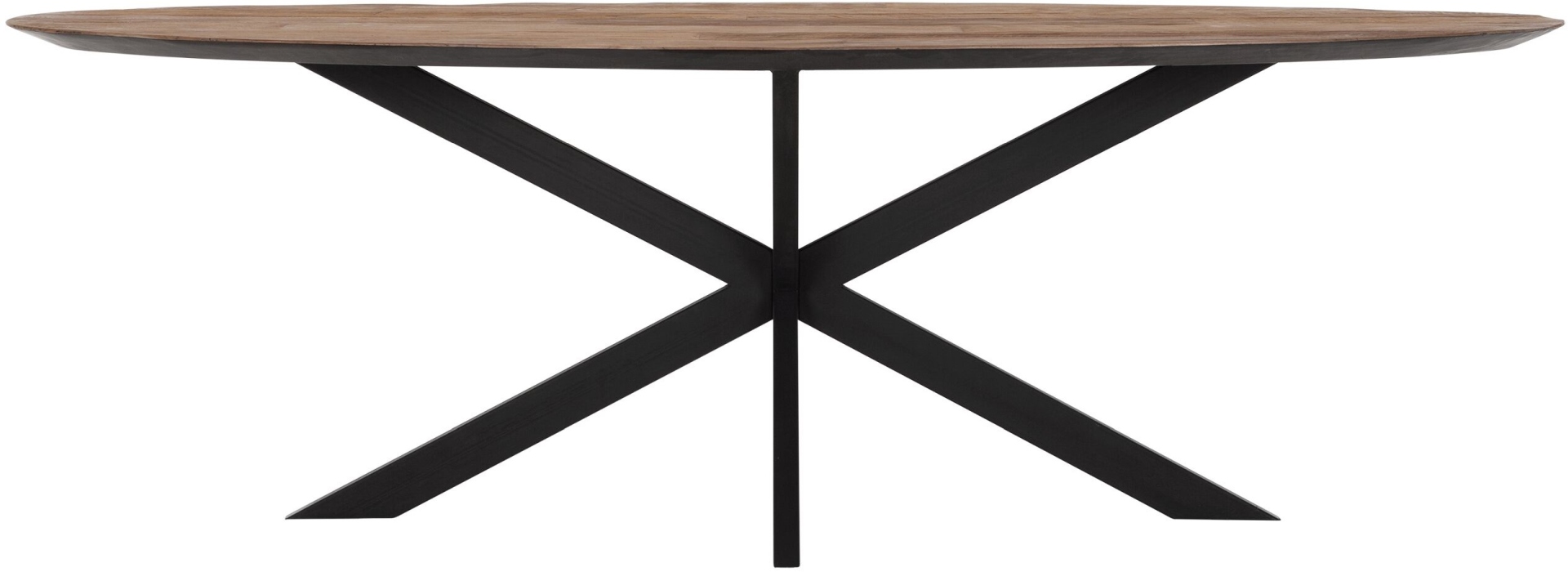 Der Esstisch Shapes überzeugt mit seinem modernem aber auch massivem Design. Gefertigt wurde der Tisch aus recyceltem Teakholz, welches einen natürlichen Farbton besitzt. Das Gestell ist aus Metall und ist Schwarz. Der Tisch hat eine Länge von 240 cm.