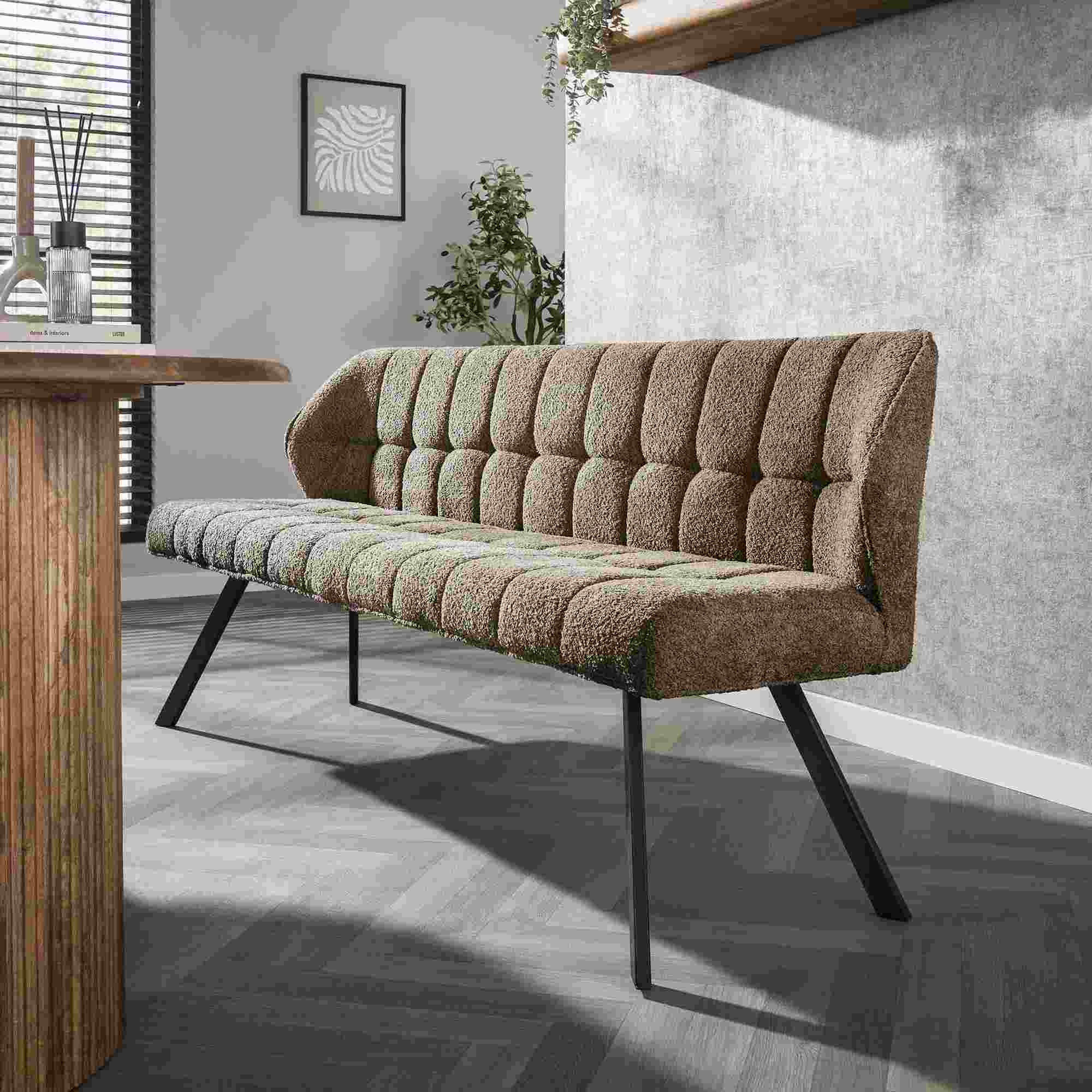 Esszimmerbank Grivano mit Lehne - Boucle, Taupe